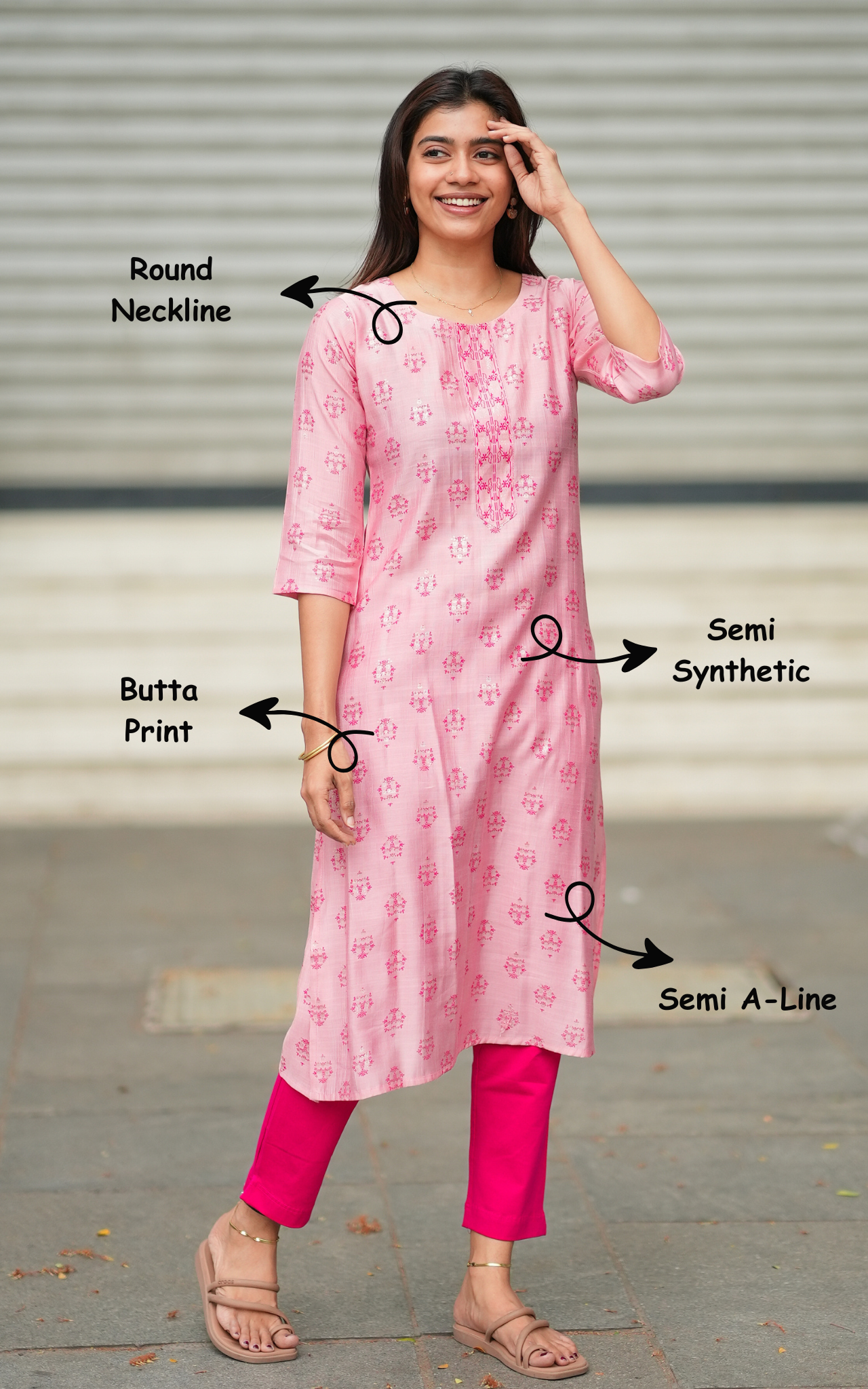 Stylish peach semi Aline kurti
