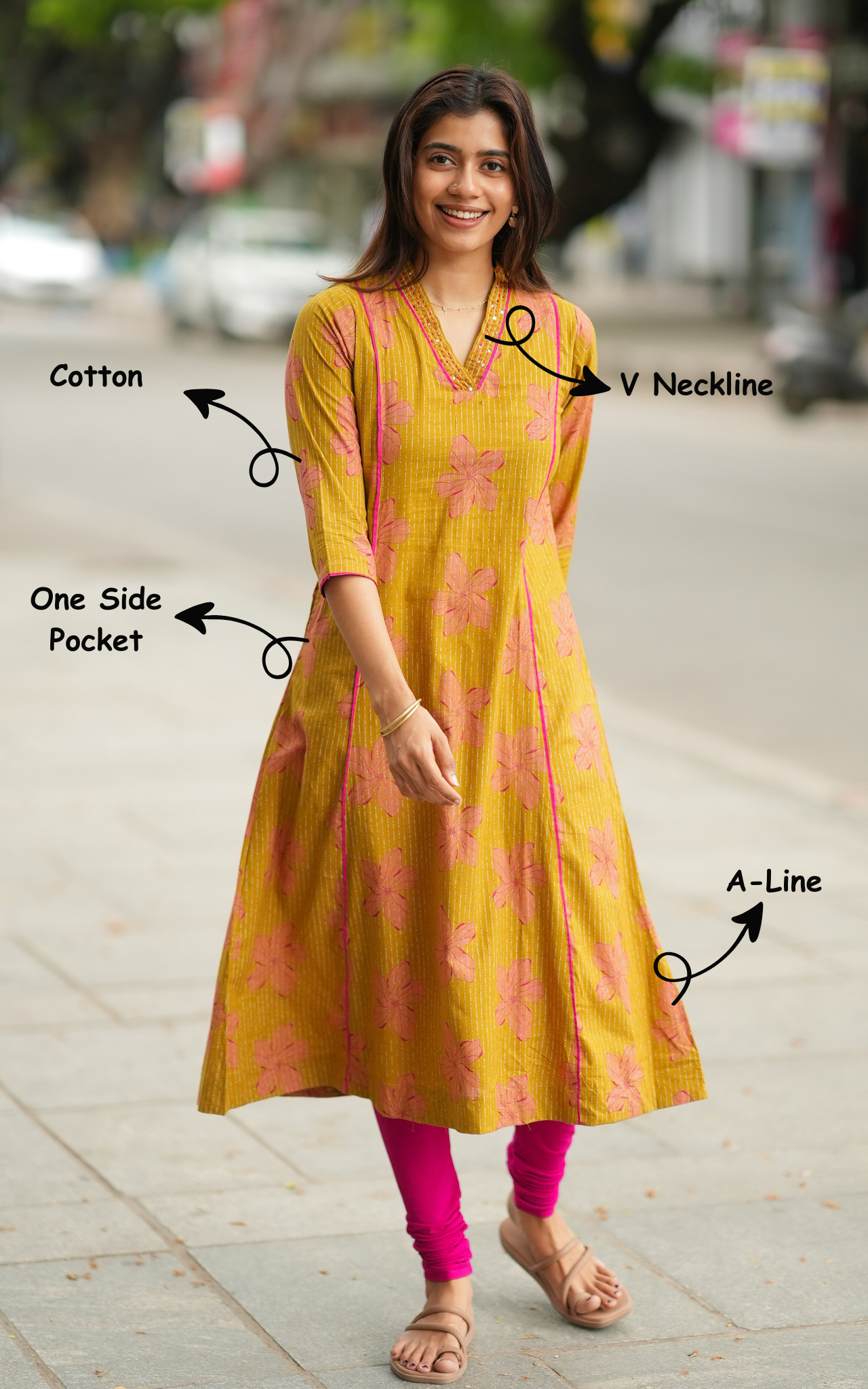Stylish mustard Aline kurti