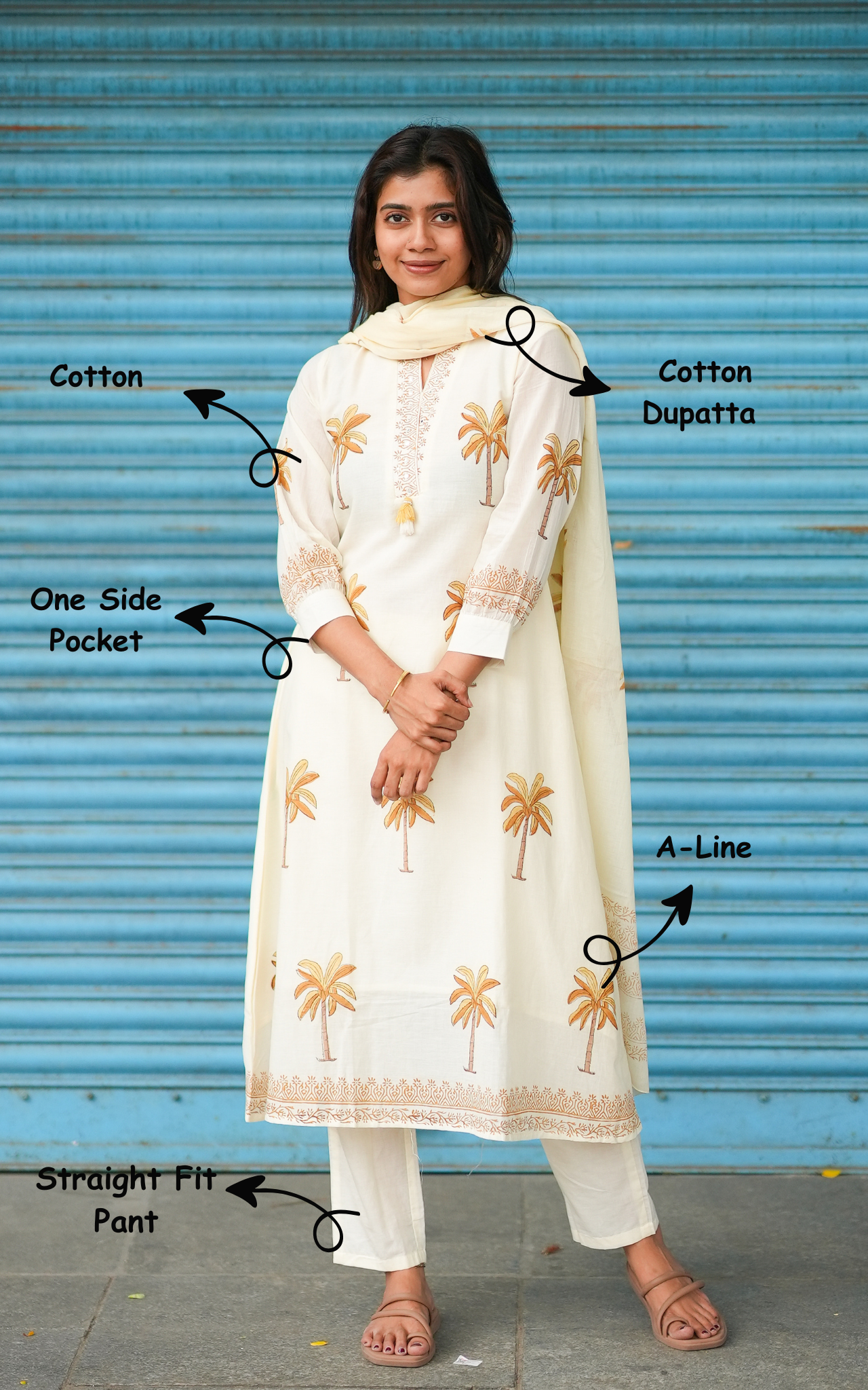 Instore – White Beauty A Kurti Pant Dupatta Set for Women – Georgette – Embroidered – Festive Ethnic Wear