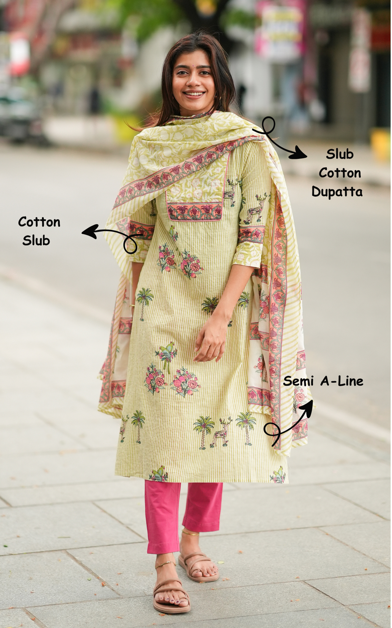 Stylish semi Aline floral print kurti