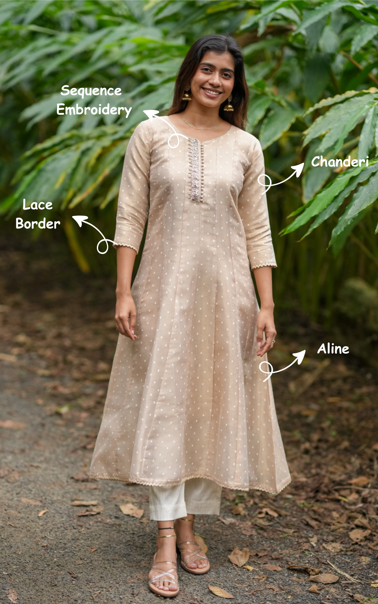 Instore – Beige Hemabindu Kurti for Women – Chanderi – Festive Ethnic Wear