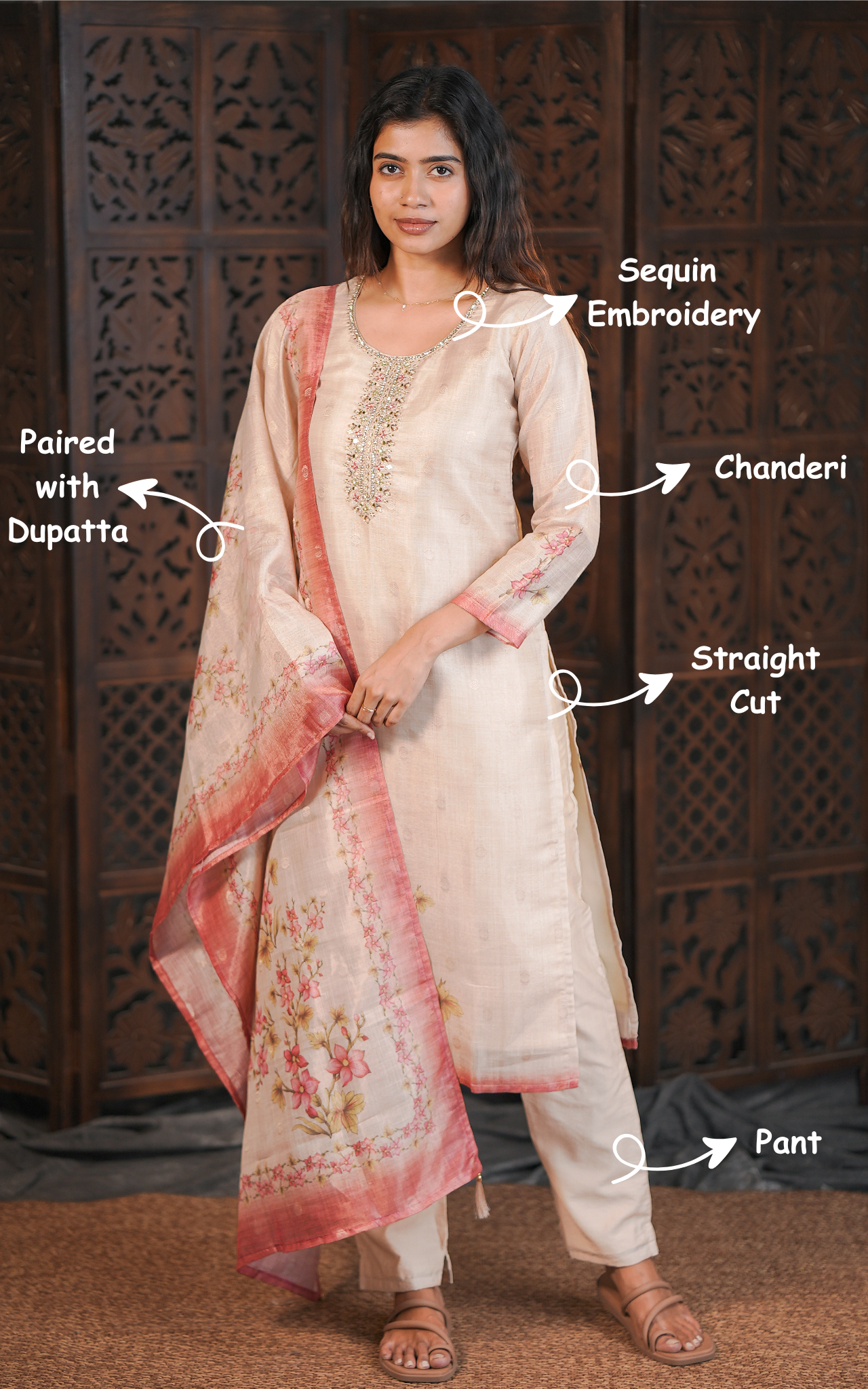 Mozhimathi (Kurti+Pant+Dupatta)