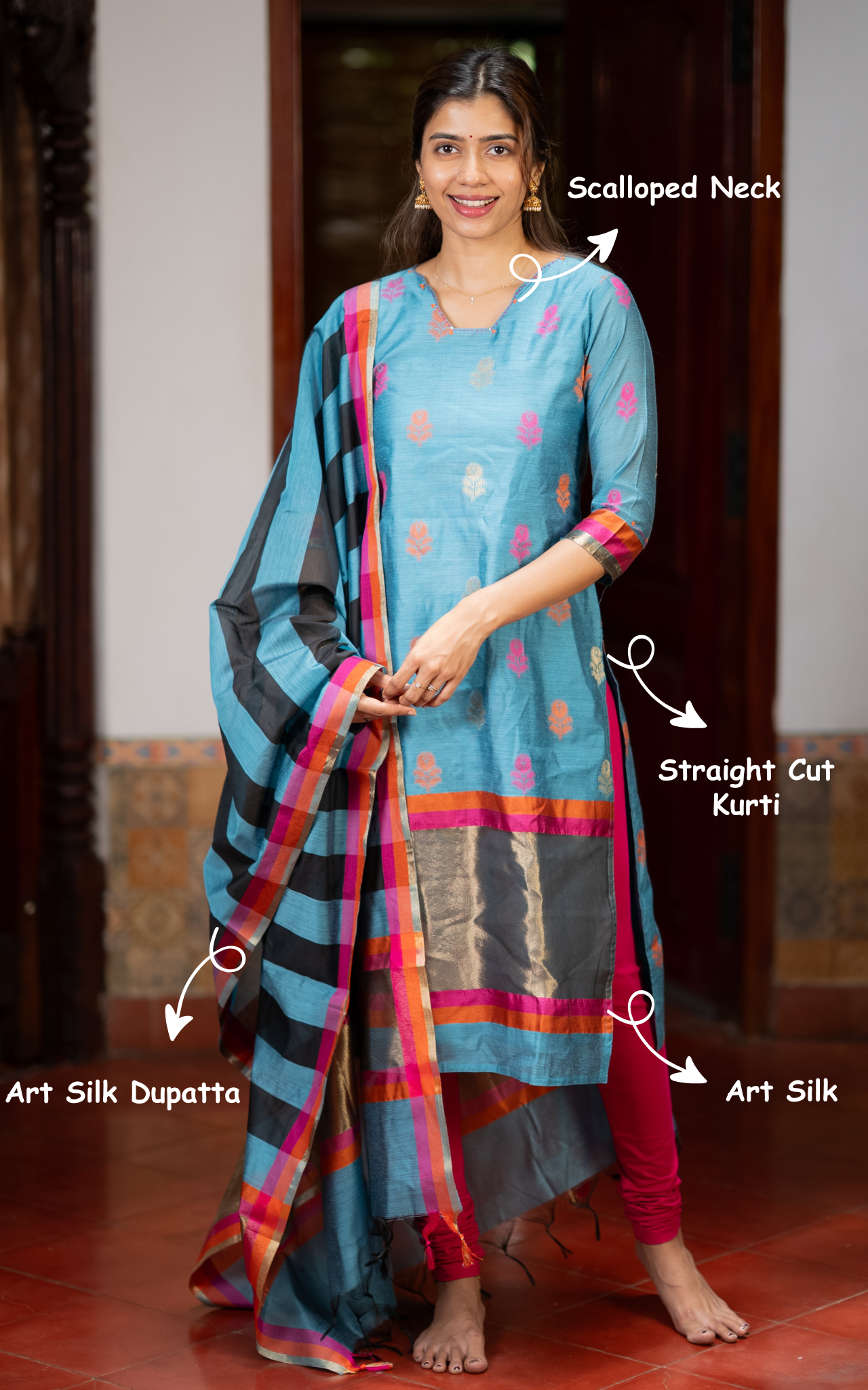 Nalavenba Blue (Kurti+Dupatta)