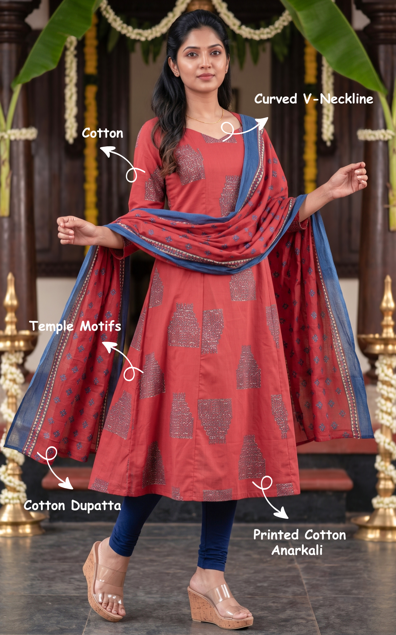 Yoshika Brick Red (Kurti+Dupatta)