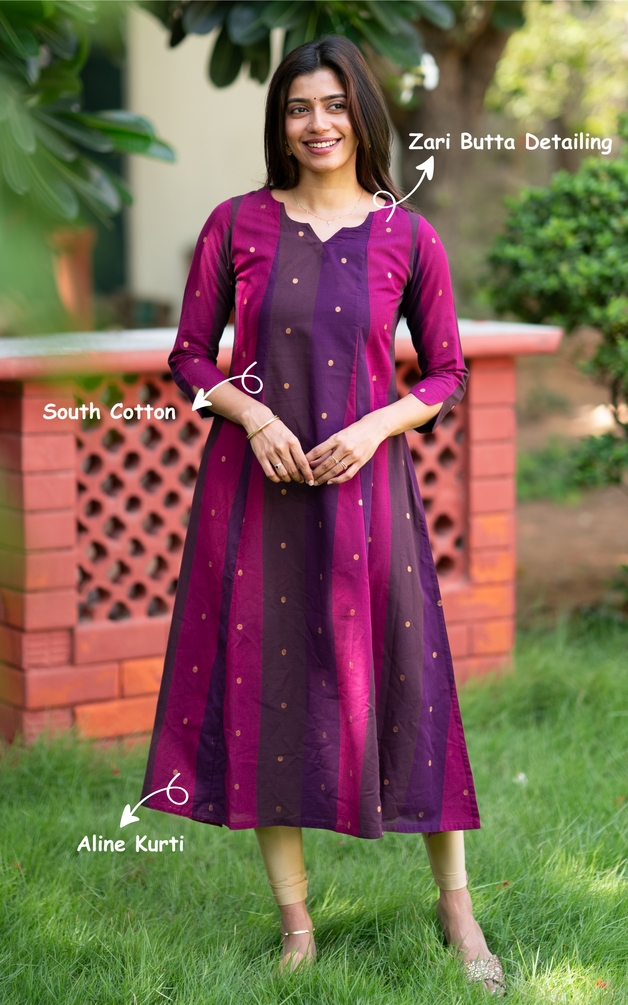 Multicolor South Cotton Designer Aline Kurti for Women