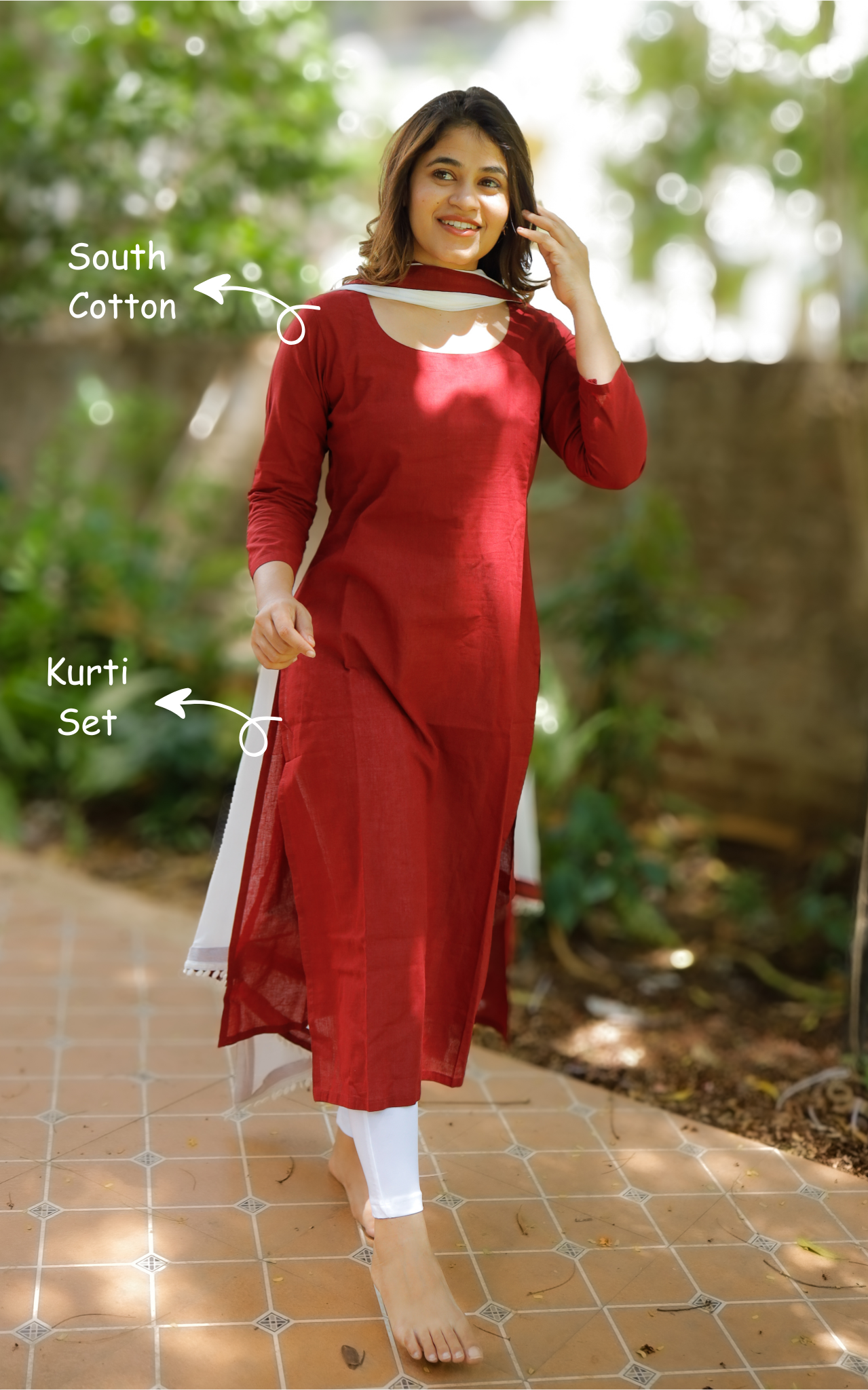 Raja Rani Maroon (Kurti+Dupatta)