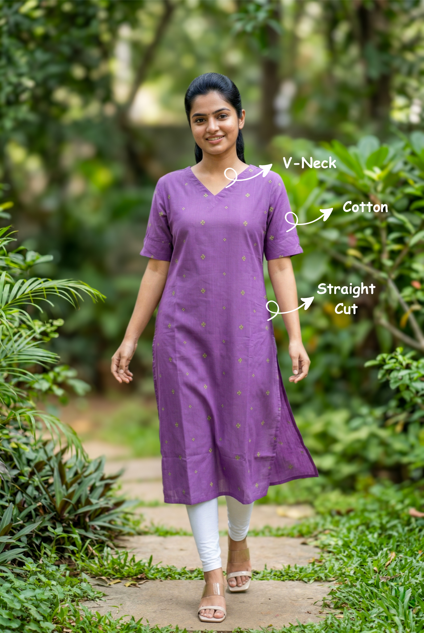 light purple ethnic cotton kurti
designer cotton kurti with diamond cutwork
festive cotton kurti for women
traditional cotton kurti with side slit