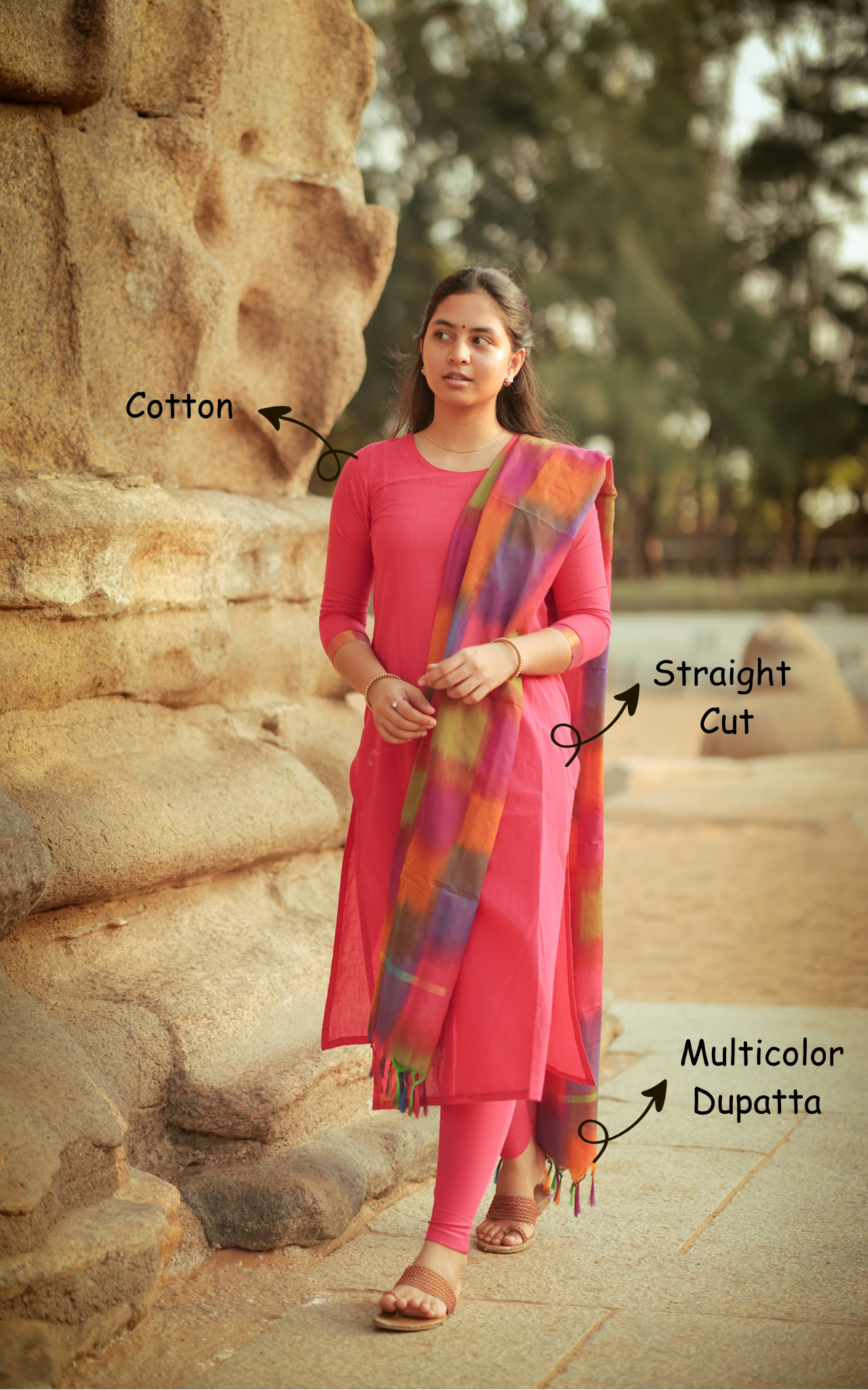 Kalloori Dark Pink (Kurti+Dupatta)