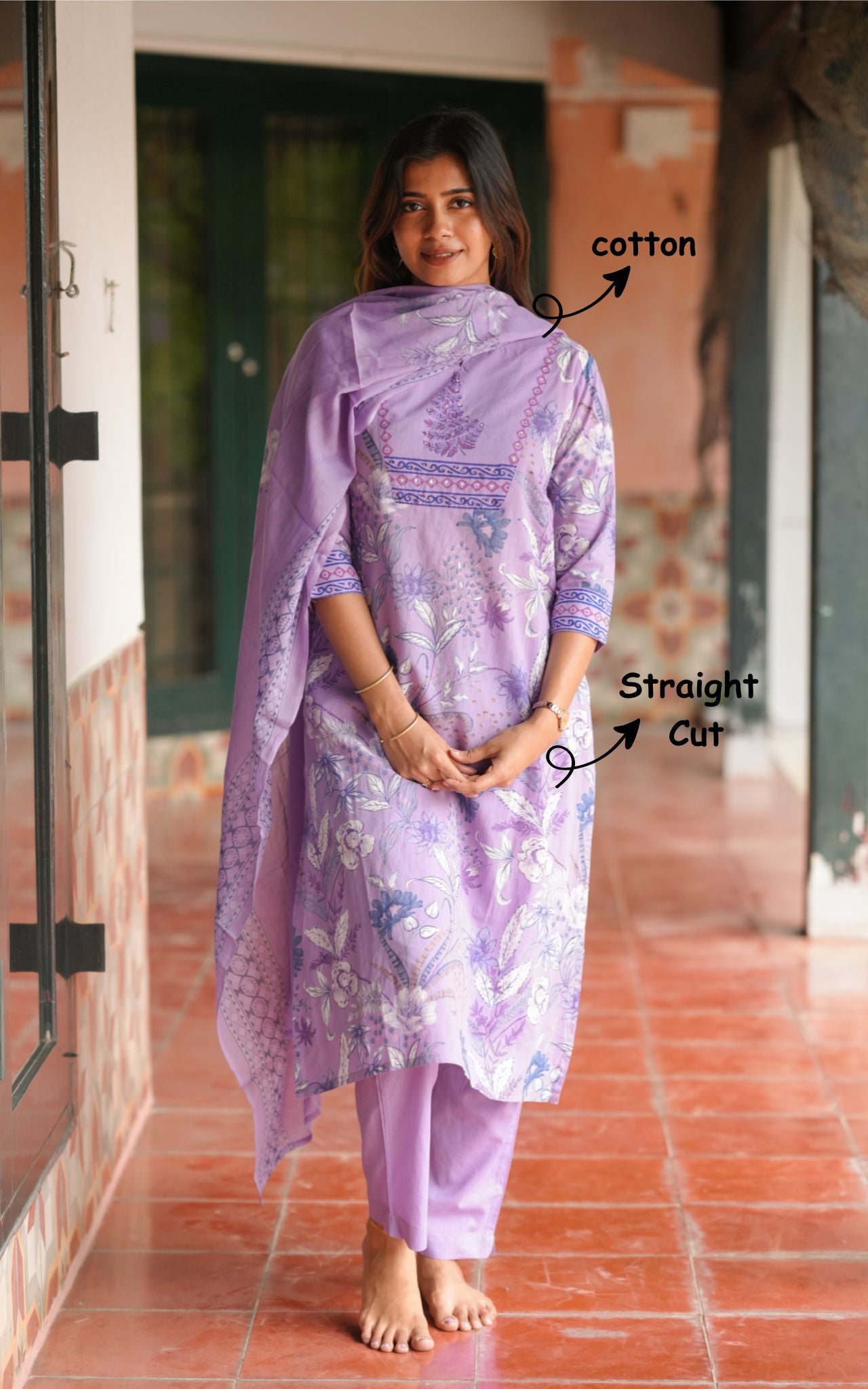 Vithusri Lavender (Kurti+Pant+Dupatta)