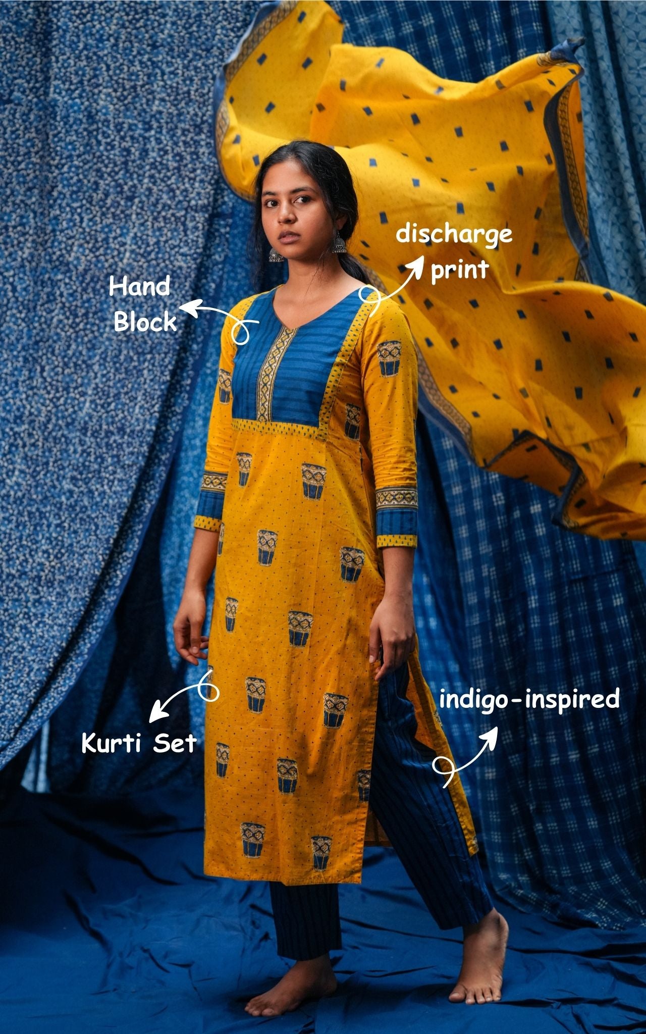 Chai Yellow (Kurti+Pant+Dupatta)
