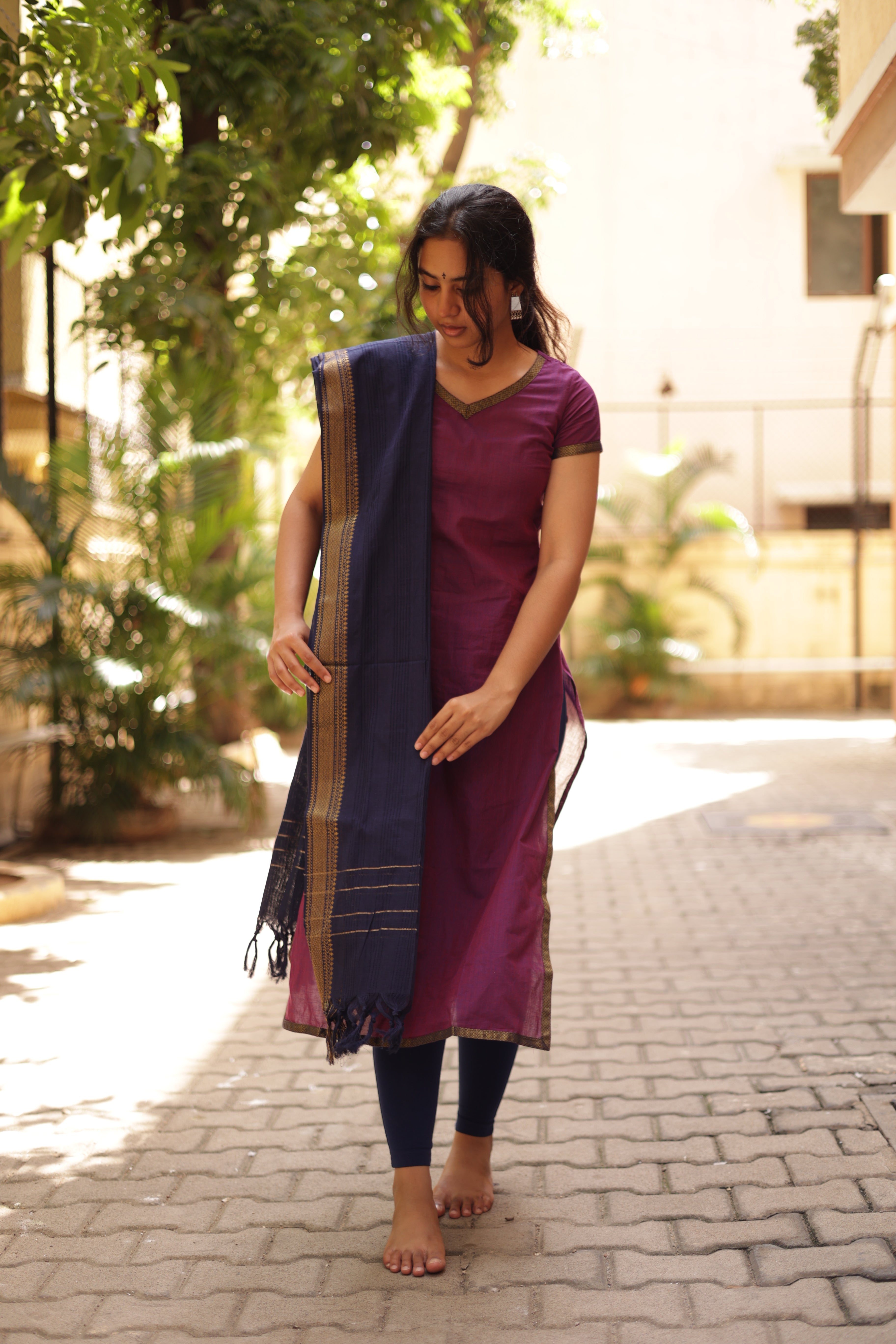 Kaakha Kaakha Jyotika Plum (Kurti+Dupatta)