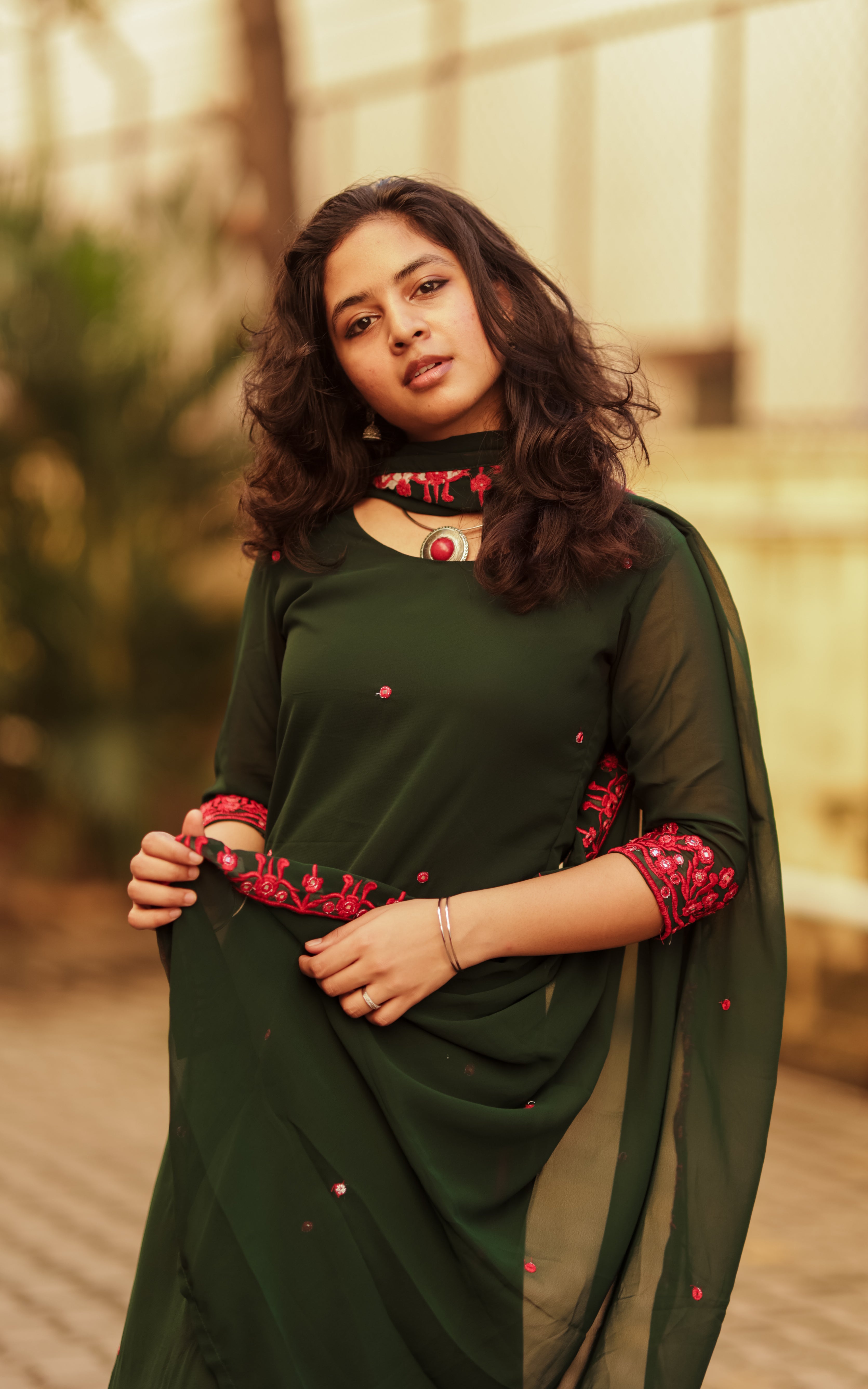 Vasool Raja MBBS Sneha Bottle Green (Kurti+Dupatta) KURTIS Instore