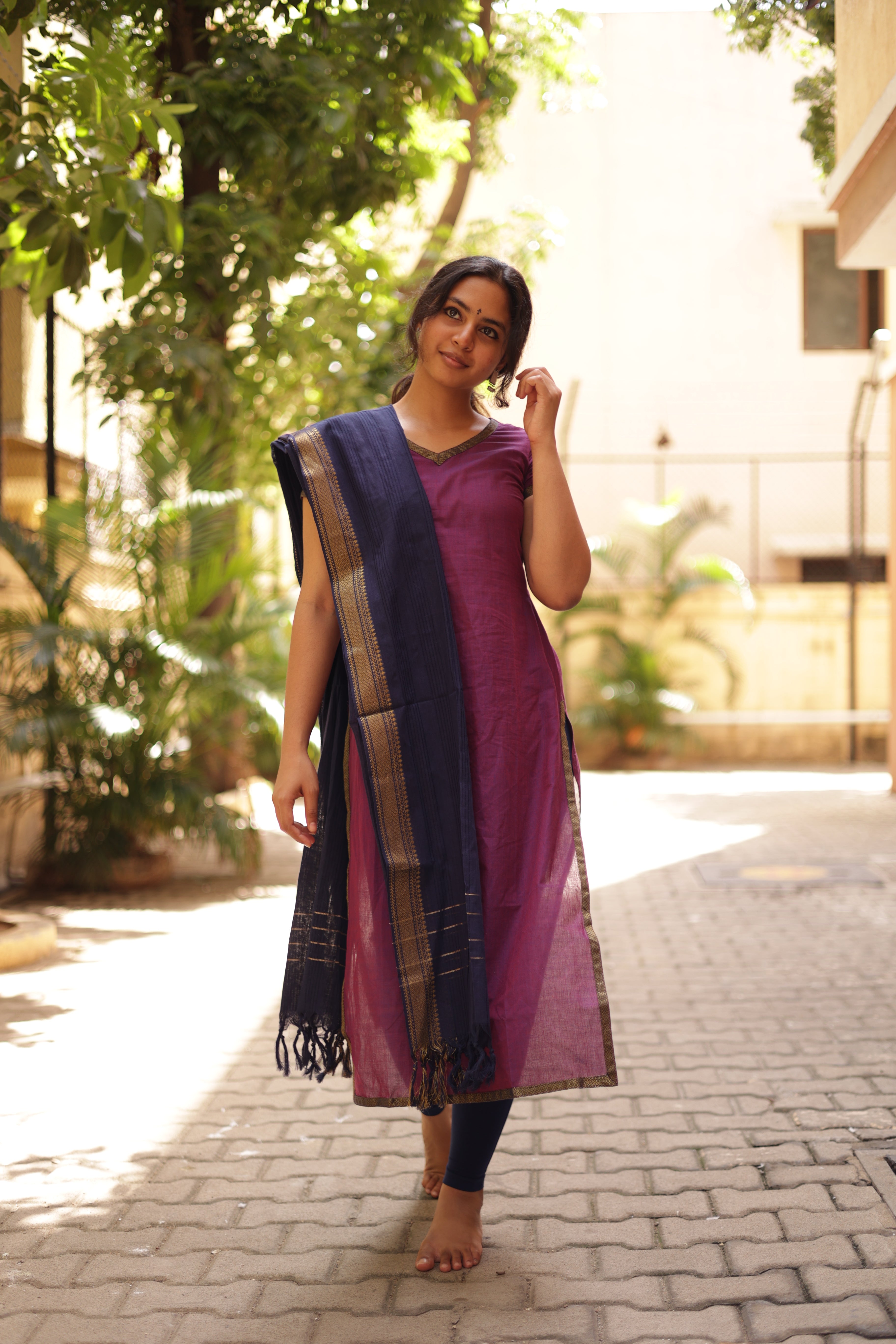 Kaakha Kaakha Jyotika Plum (Kurti+Dupatta)