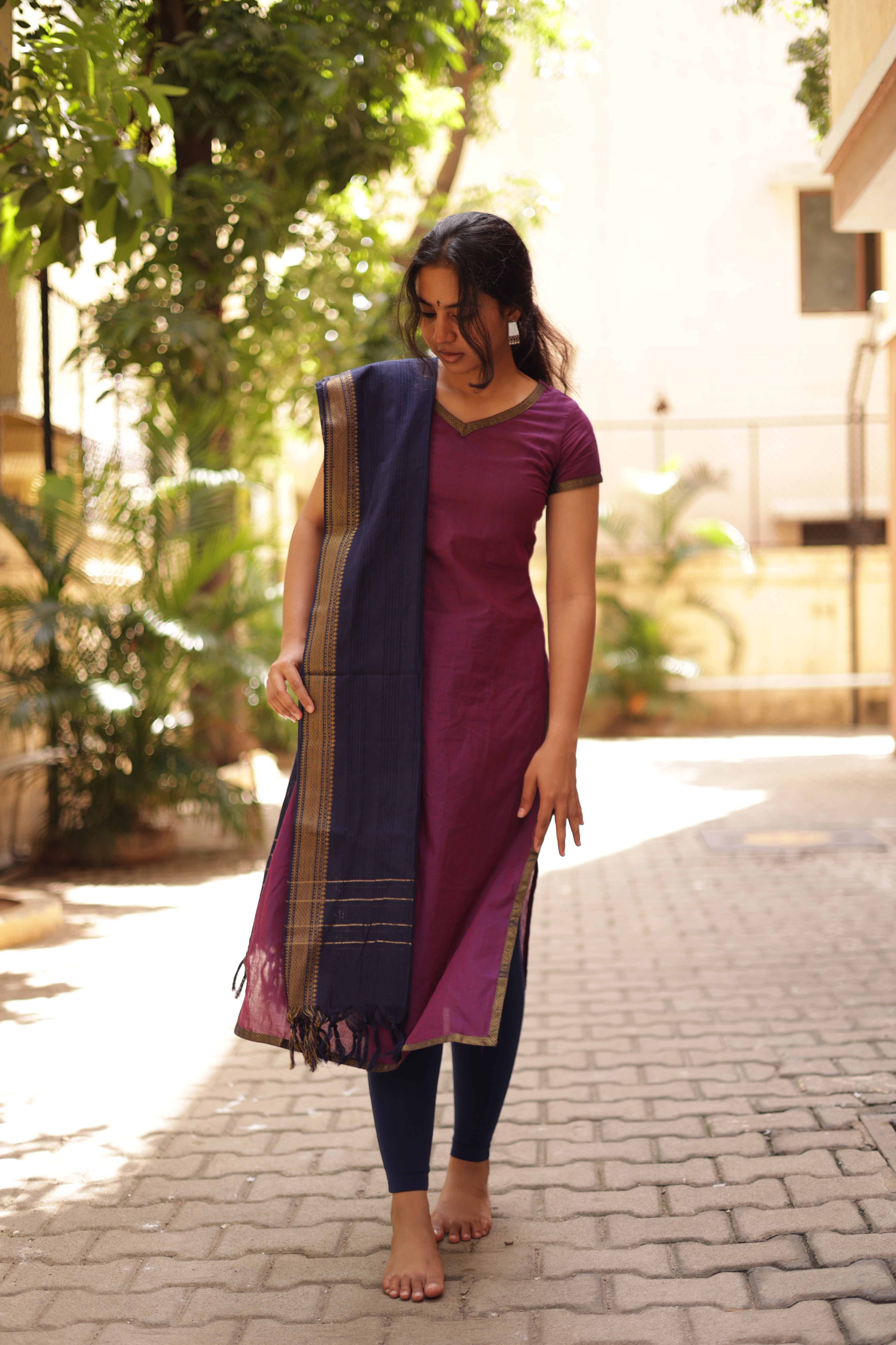 Kaakha Kaakha Jyotika Plum (Kurti+Dupatta)