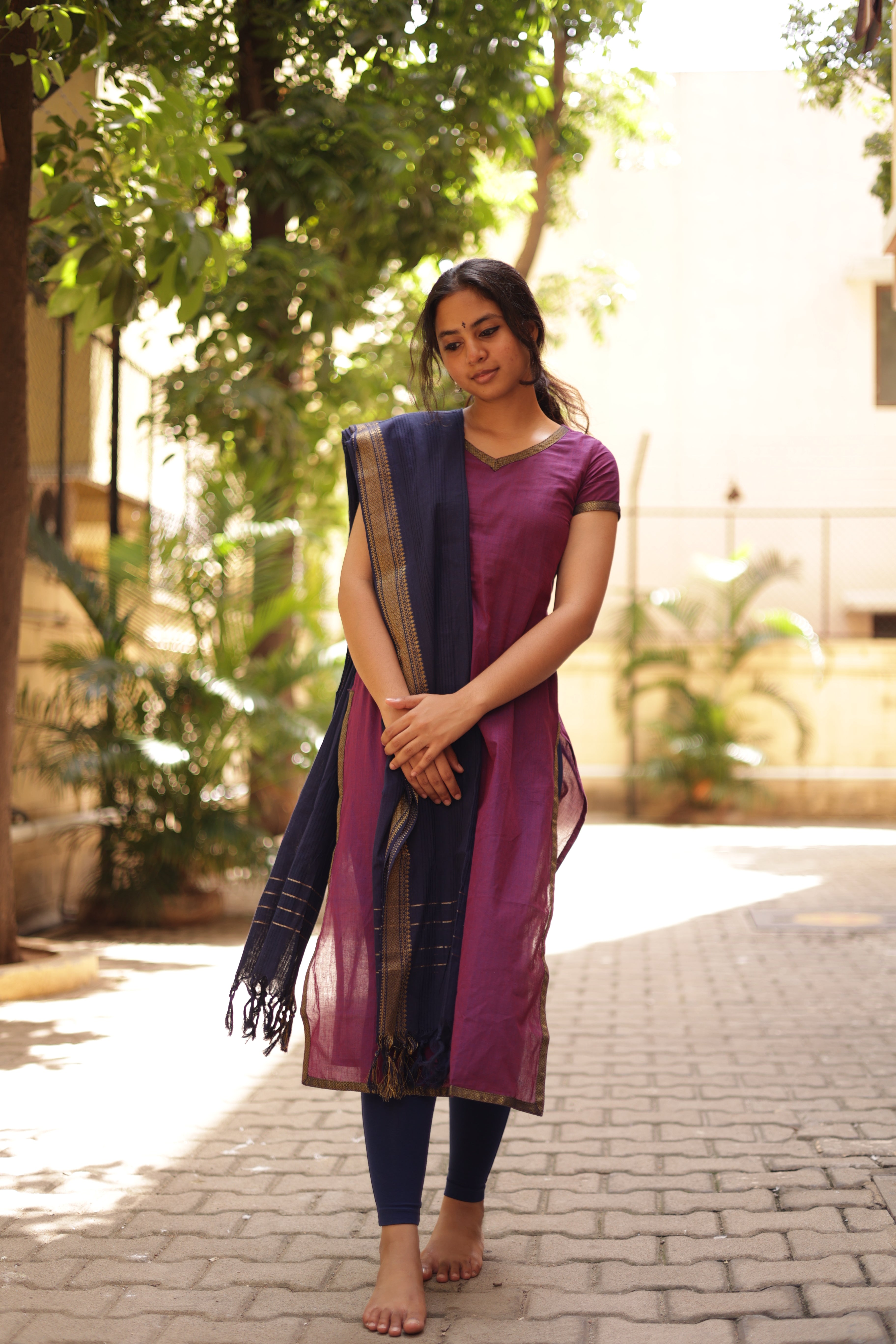 Kaakha Kaakha Jyotika Plum (Kurti+Dupatta)