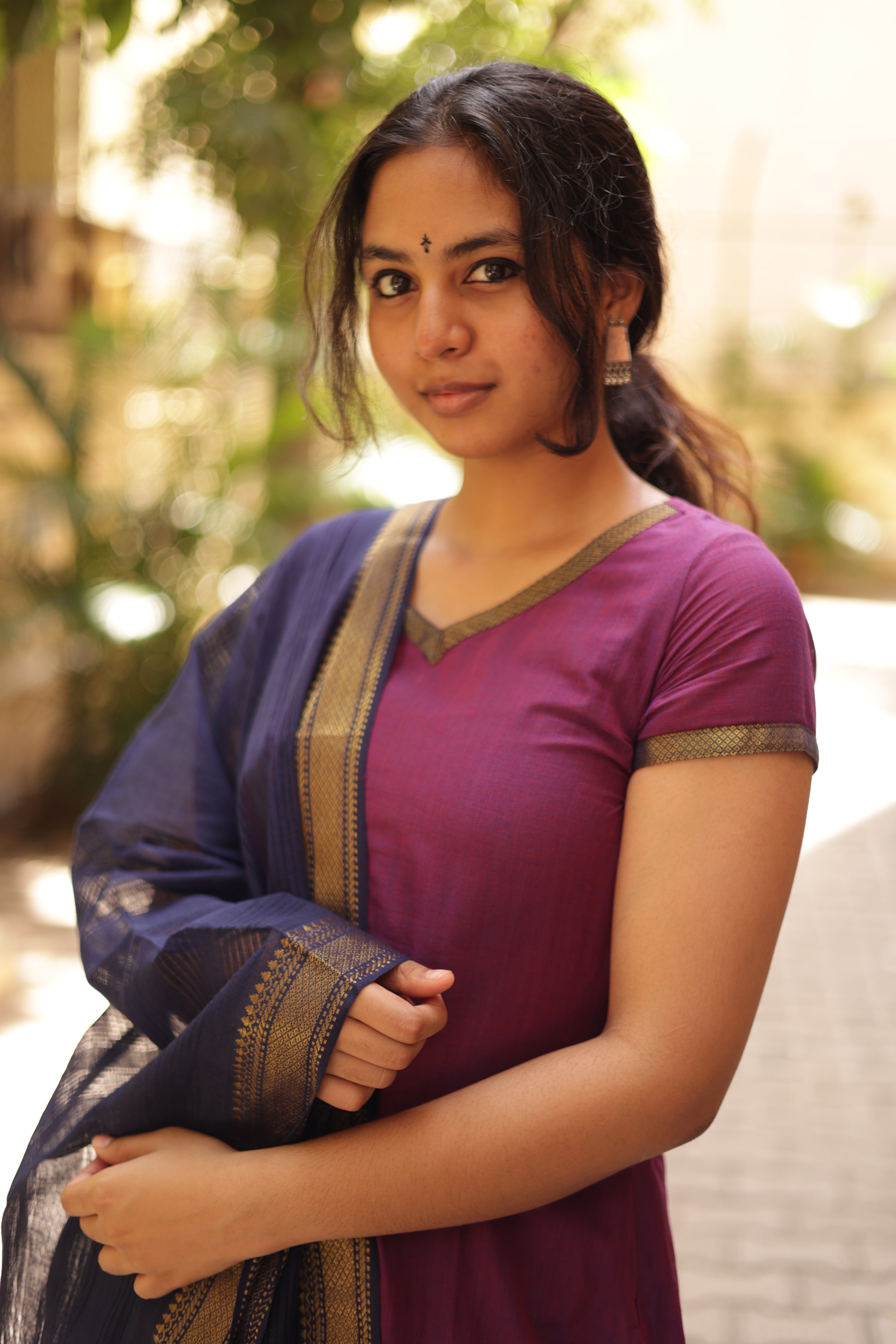 Kaakha Kaakha Jyotika Plum (Kurti+Dupatta)