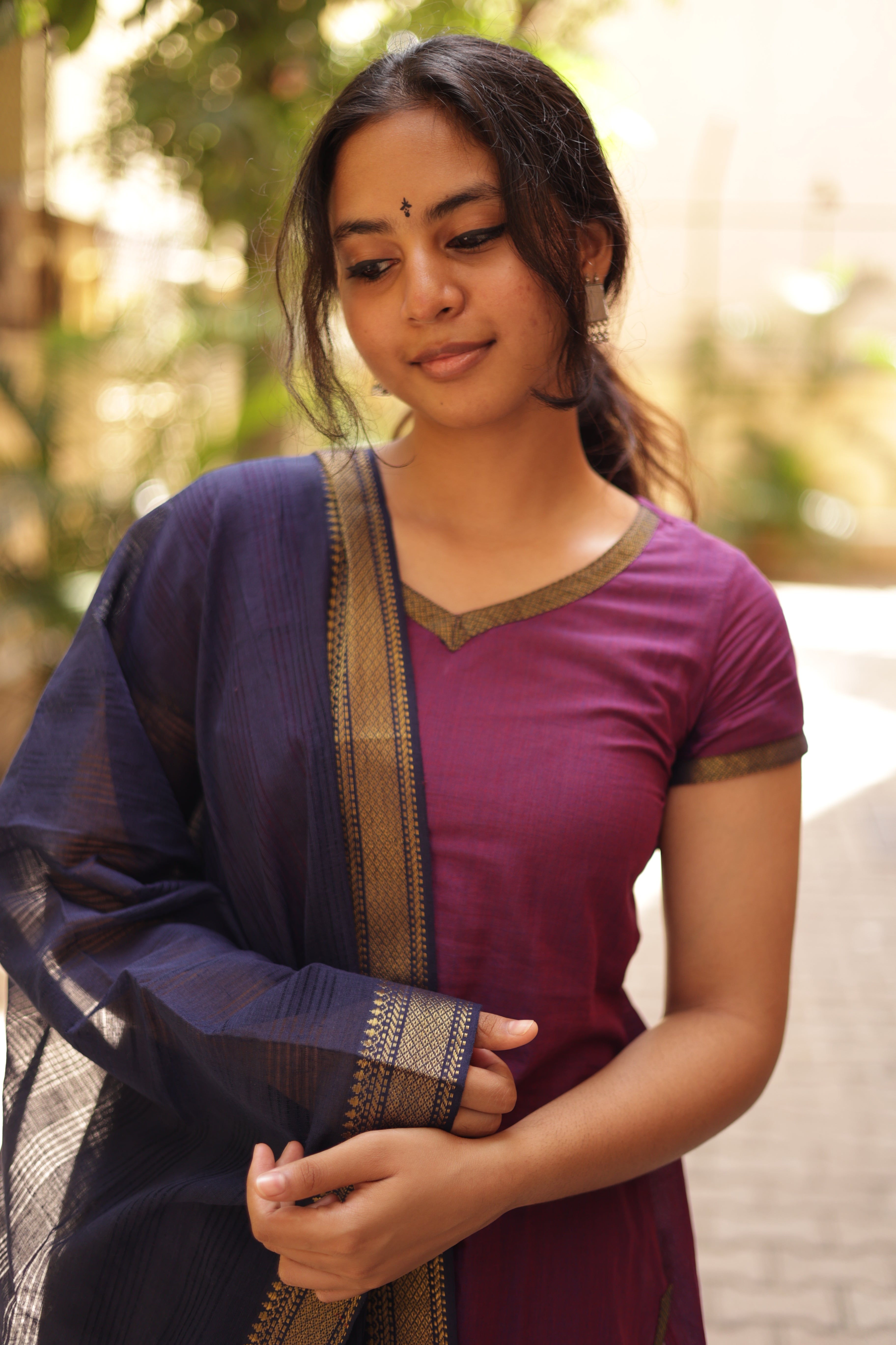 Kaakha Kaakha Jyotika Plum (Kurti+Dupatta)