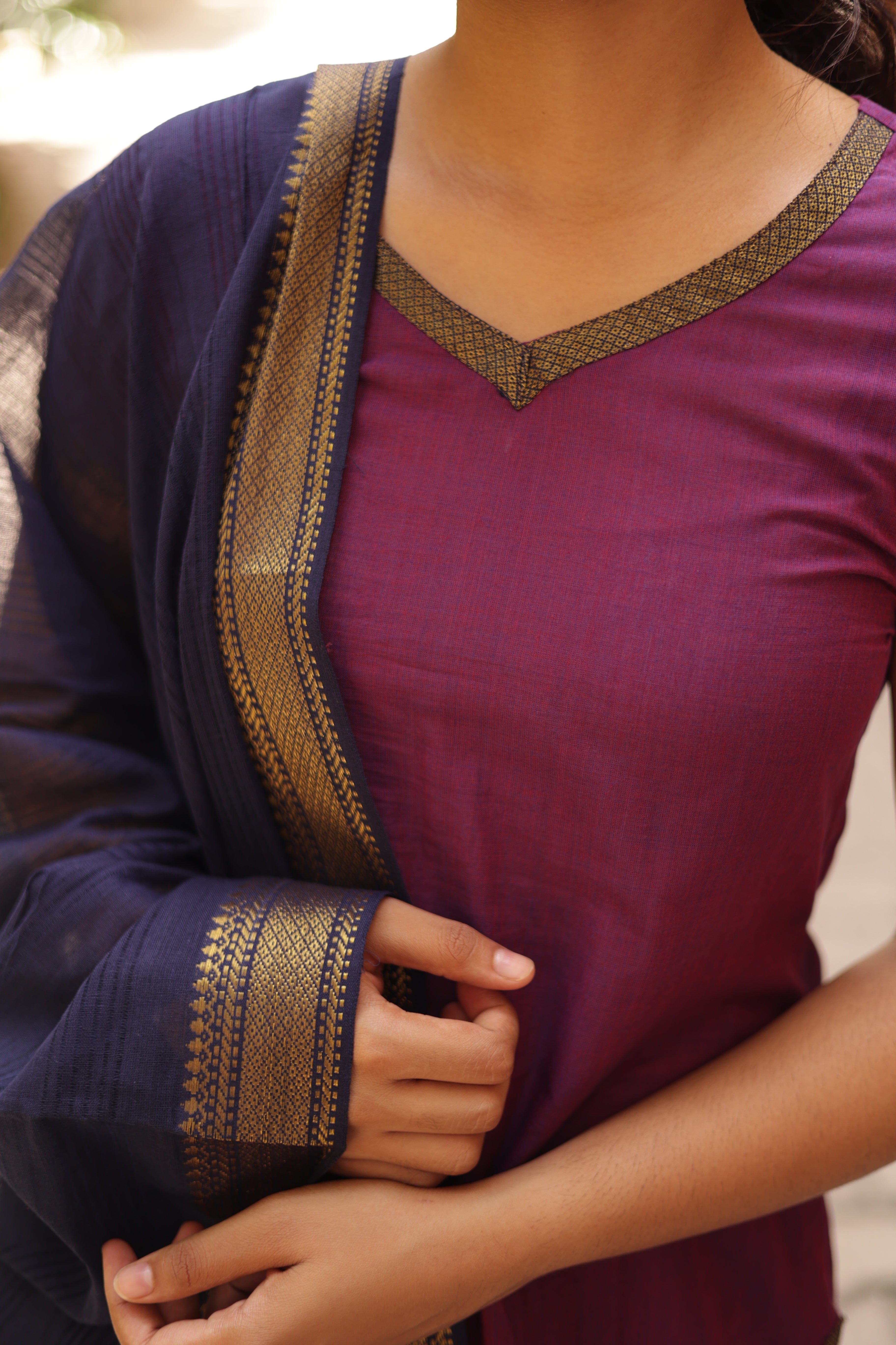 Kaakha Kaakha Jyotika Plum (Kurti+Dupatta)