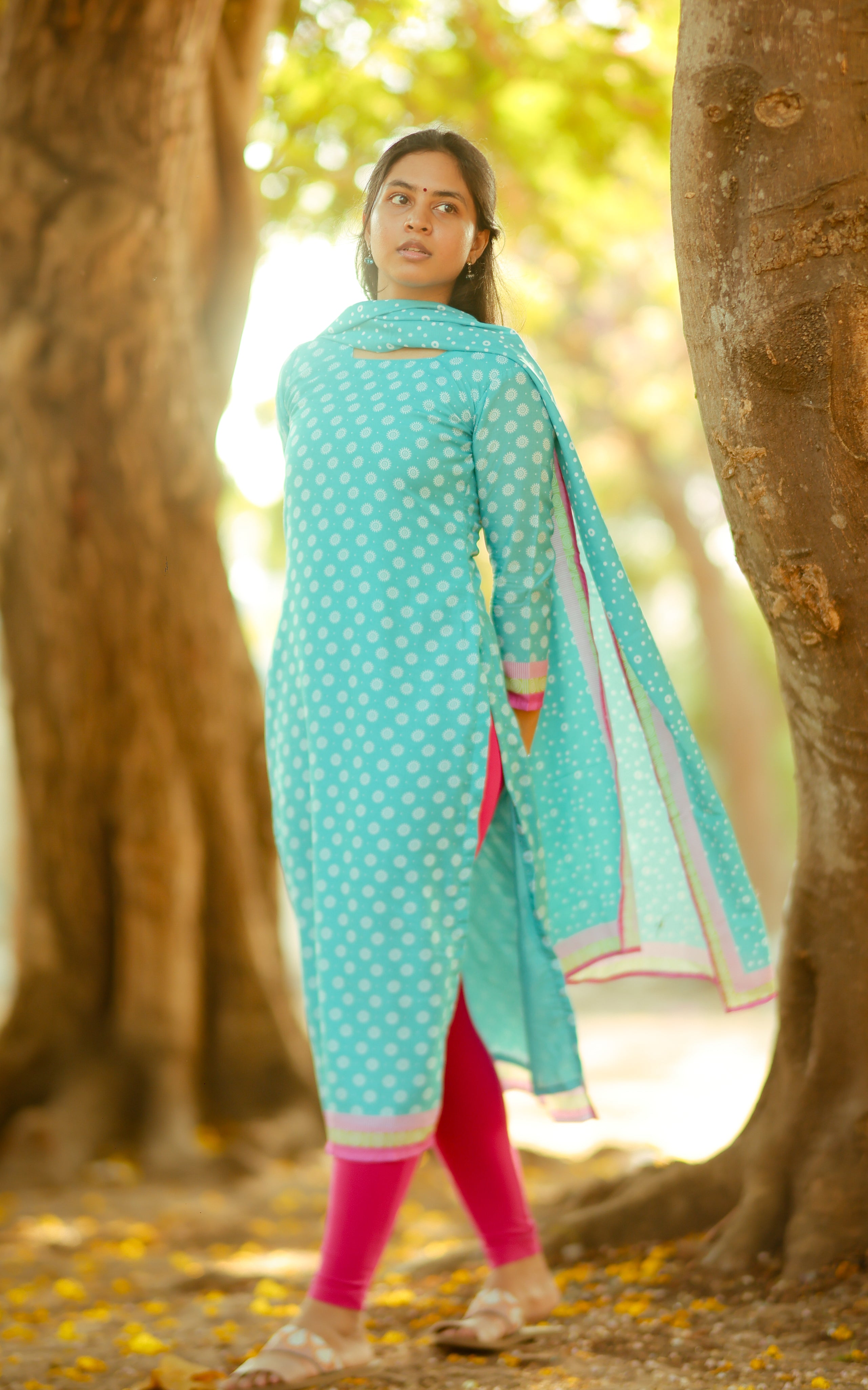 Printed Leggings Sky Blue Leggings With Kurti Kalloori Sky Blue