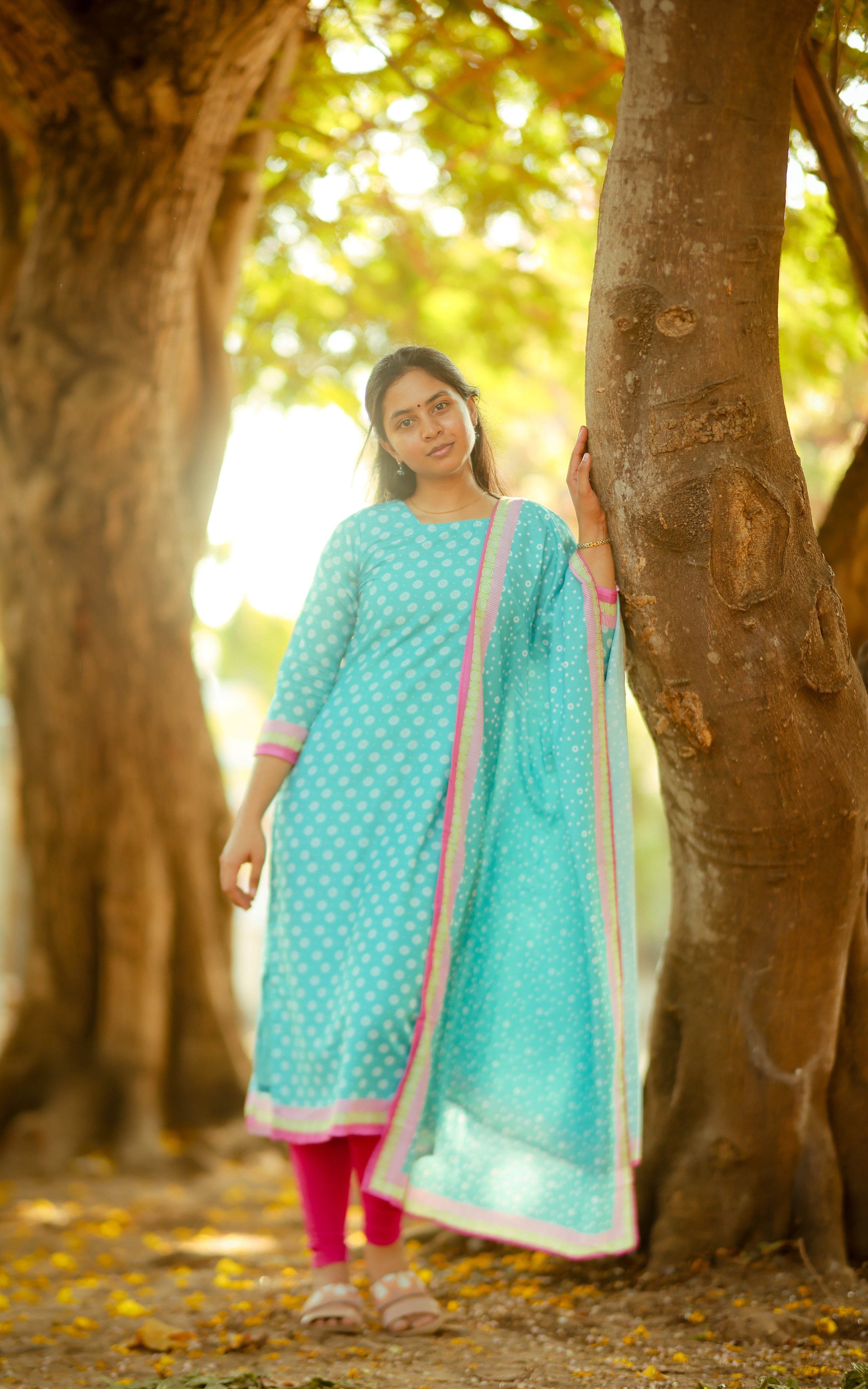 Kalloori Sky Blue (Kurti+Dupatta)