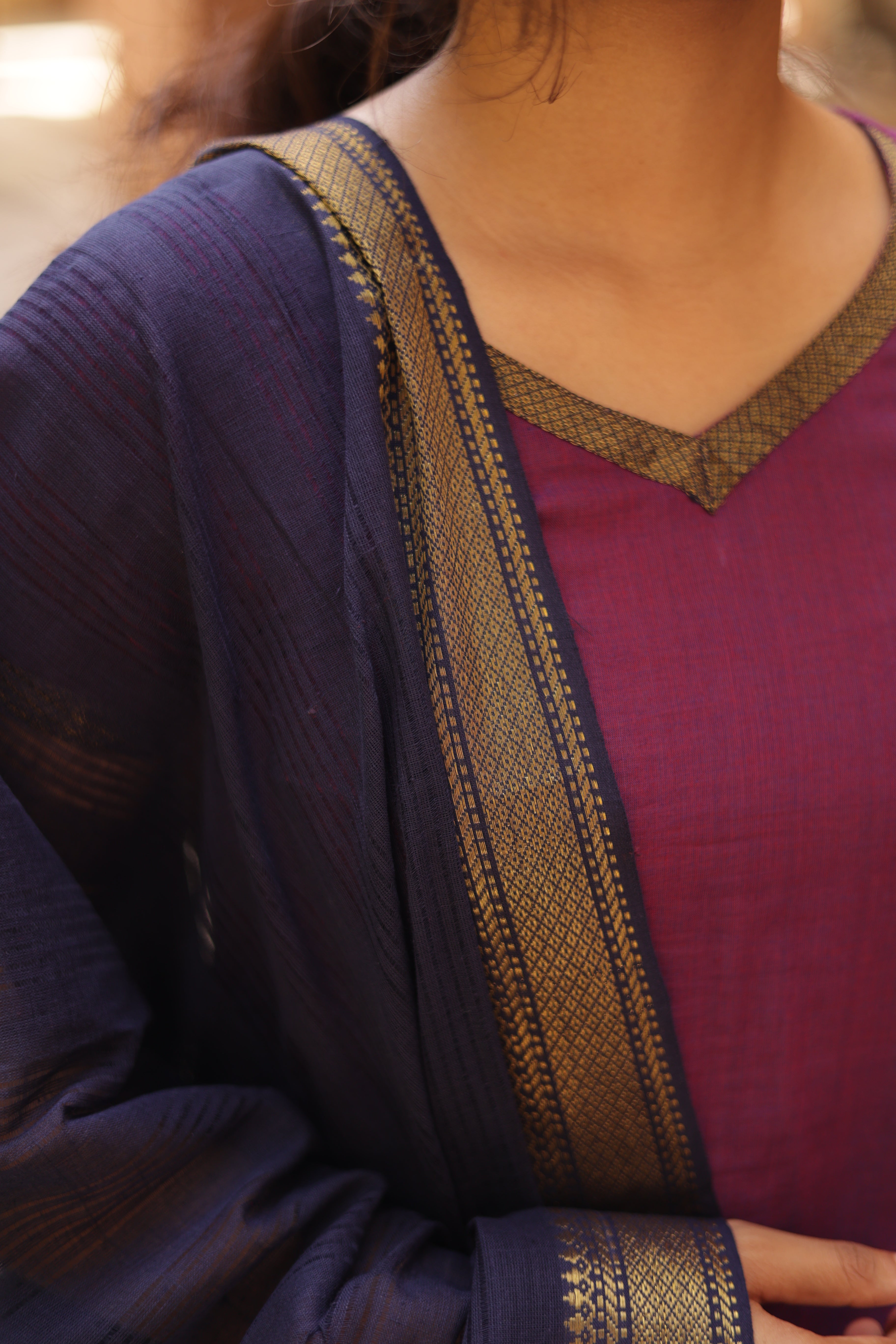 Kaakha Kaakha Jyotika Plum (Kurti+Dupatta)