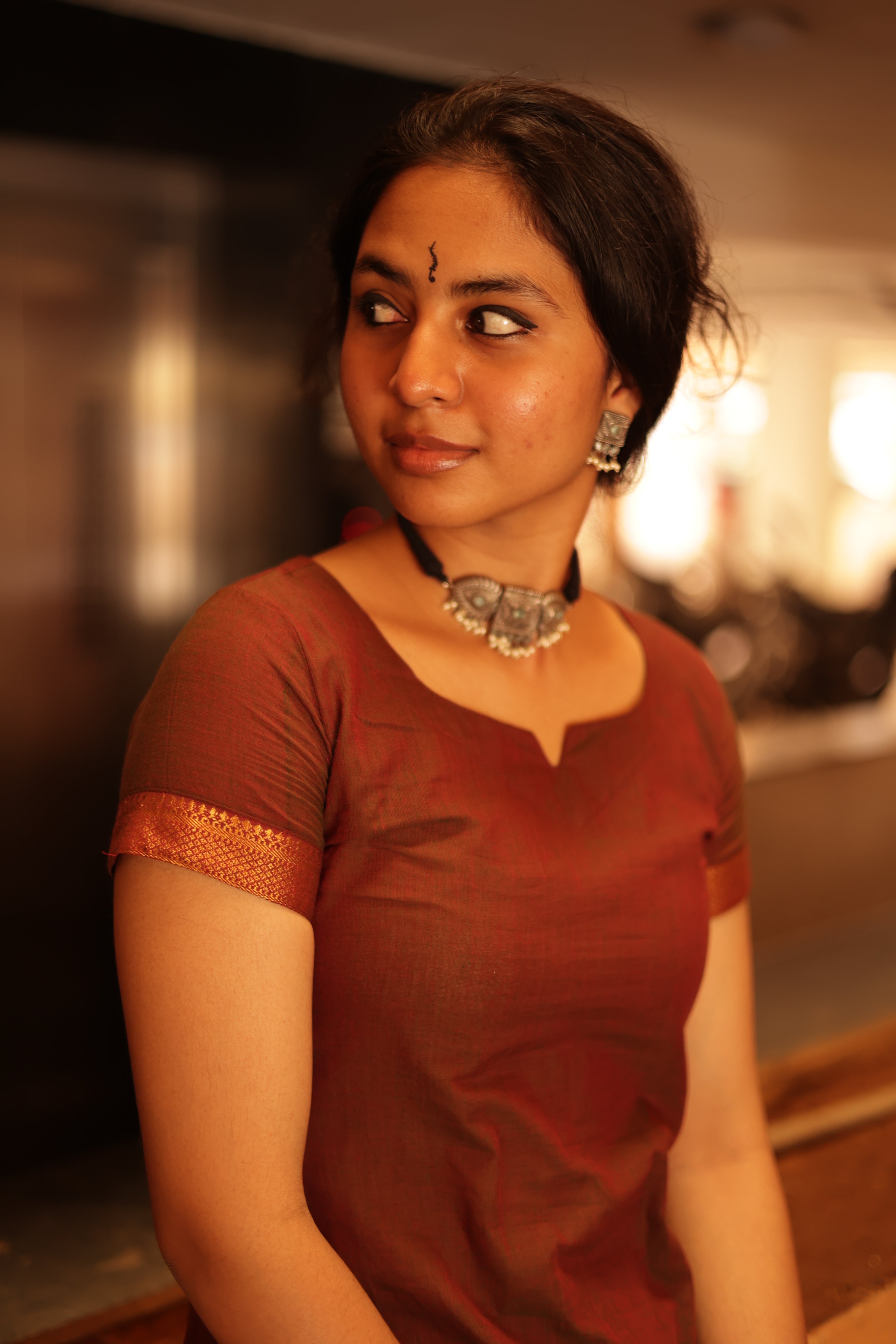 Kaakha Kaakha Jyotika Brownish Maroon 3/4th Sleeve