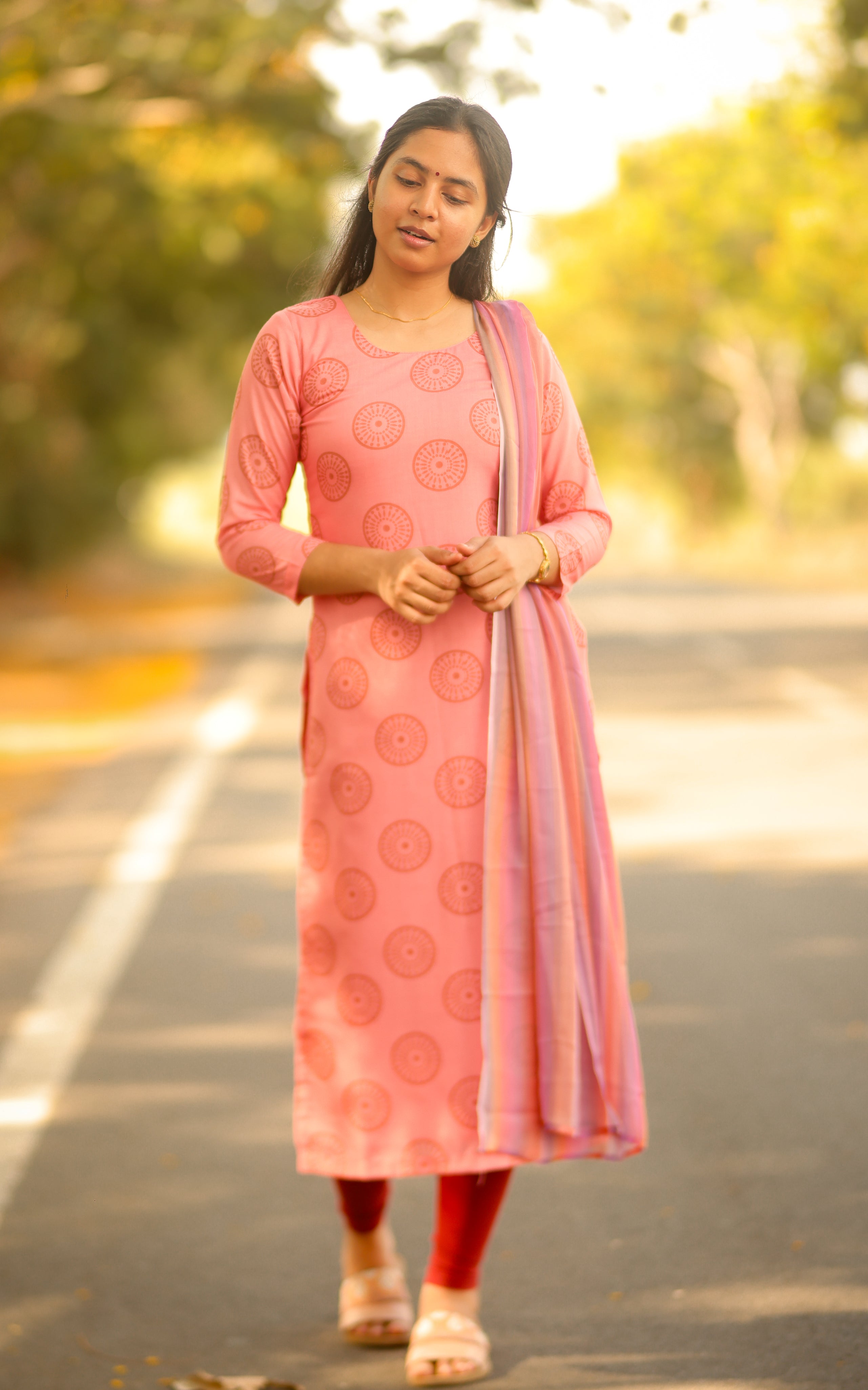 Kalloori Peach (Kurti+Dupatta)