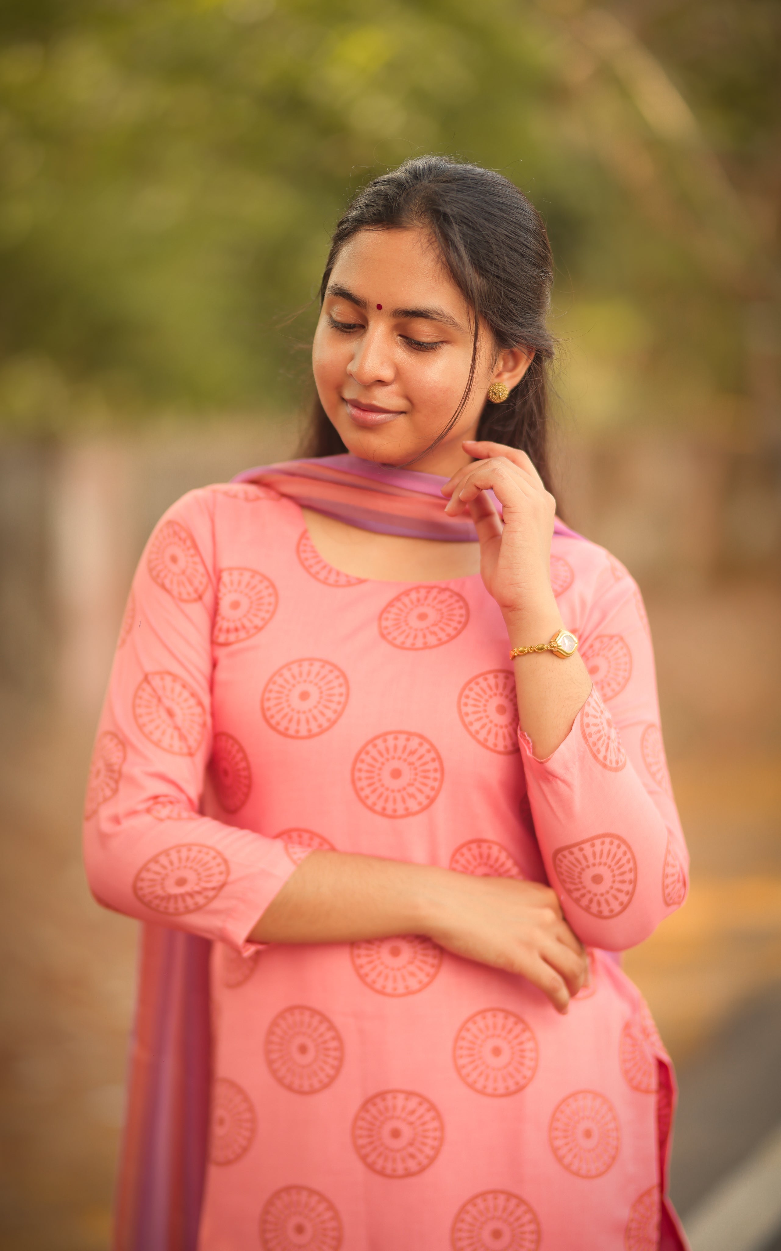 Kalloori Peach (Kurti+Dupatta)