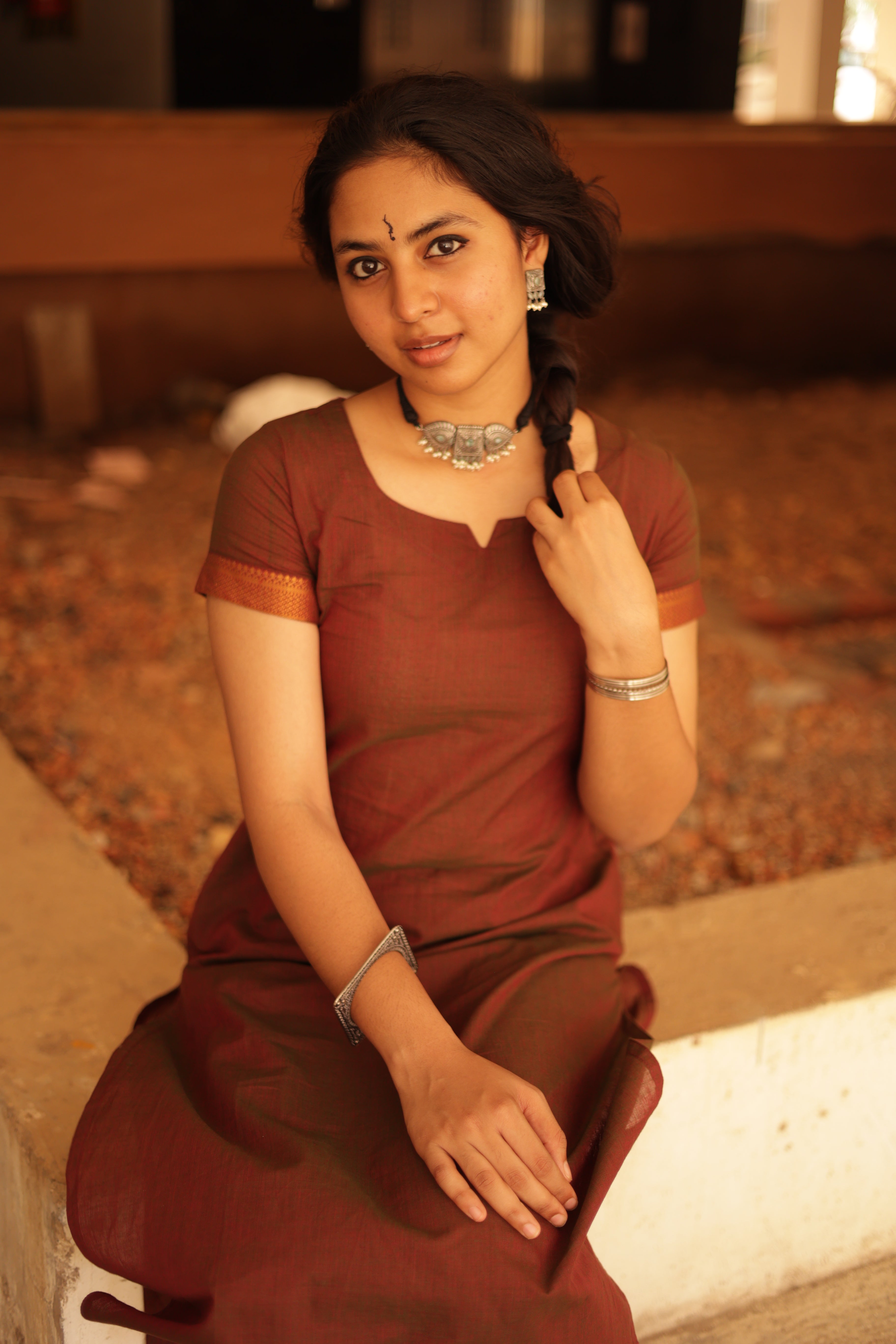 Kaakha Kaakha Jyotika Brownish Maroon 3/4th Sleeve