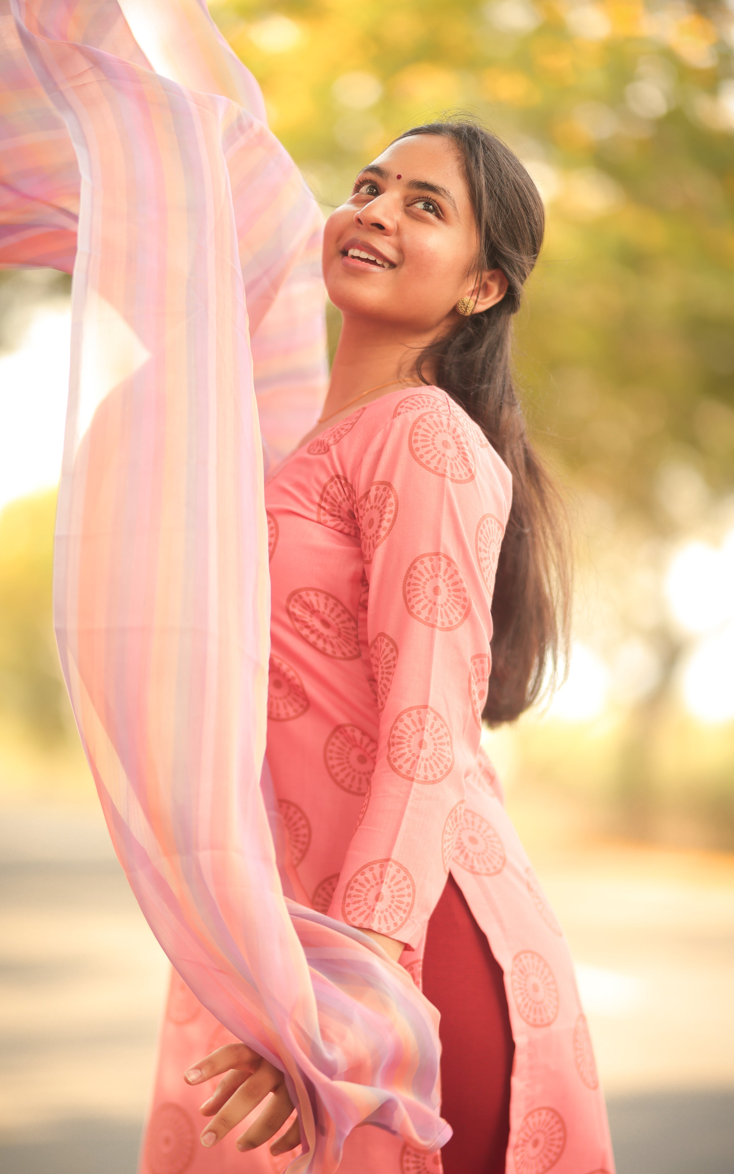 Kalloori Peach (Kurti+Dupatta)