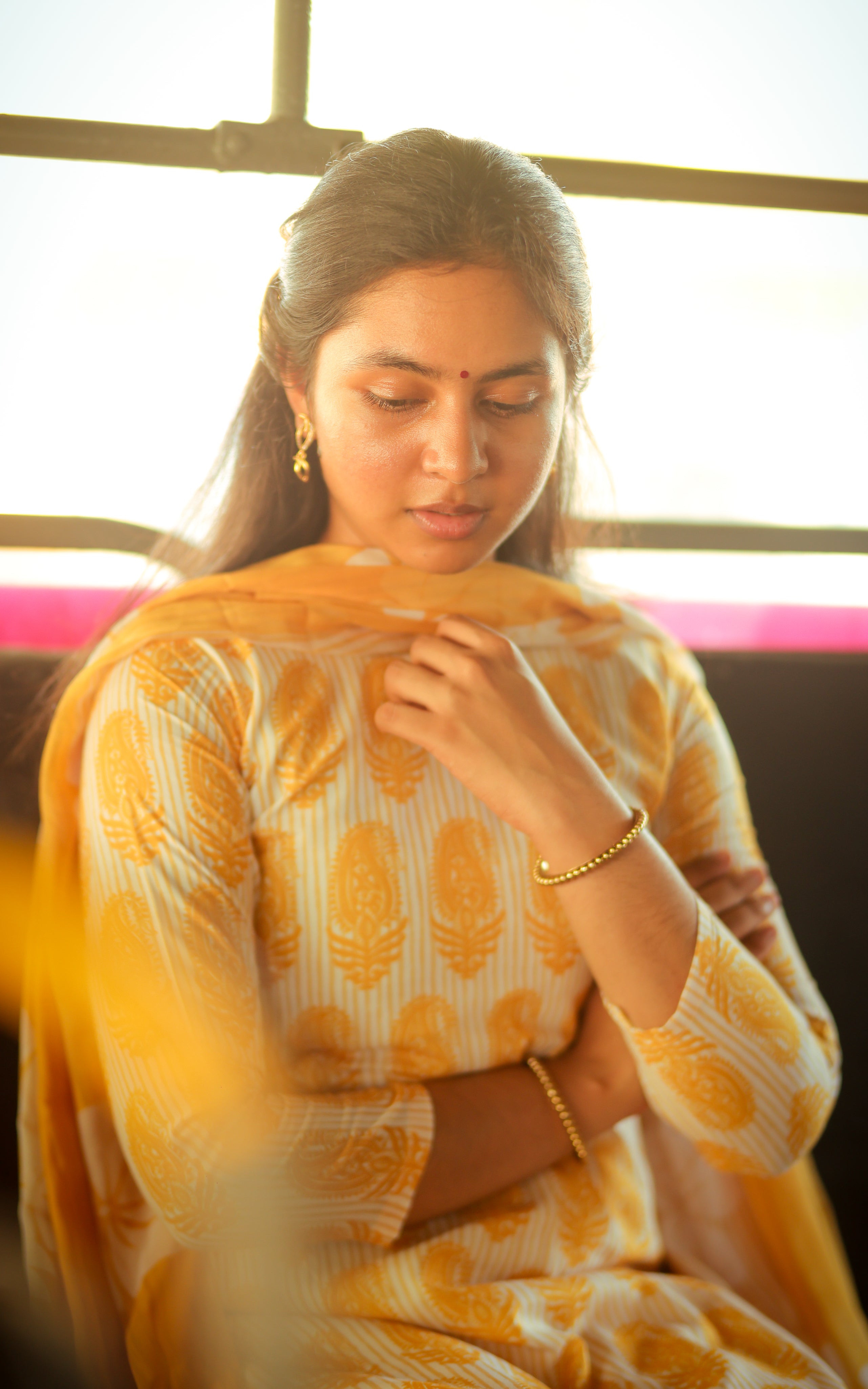 Kalloori Yellow (Kurti+Dupatta)