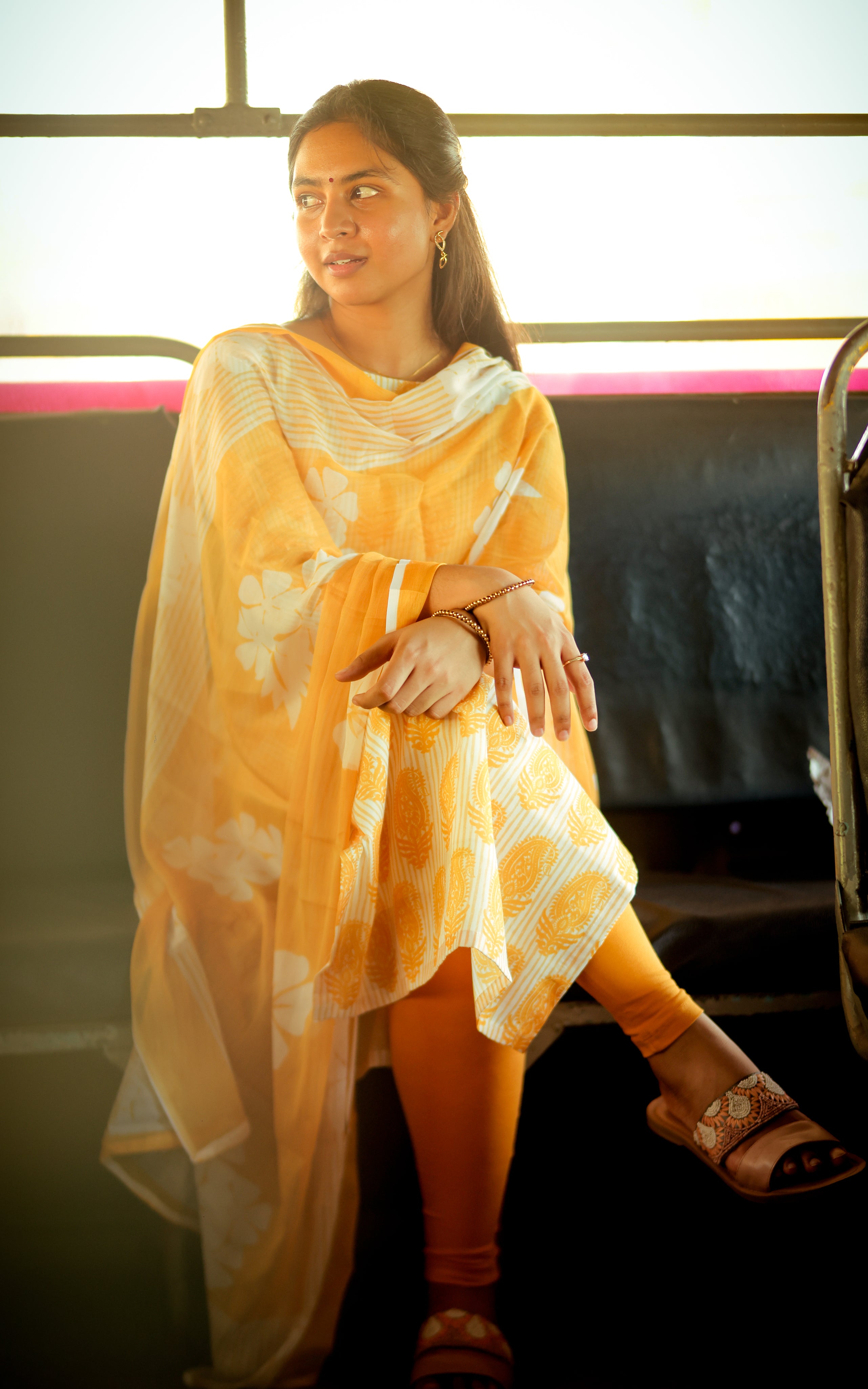 Kalloori Yellow (Kurti+Dupatta)