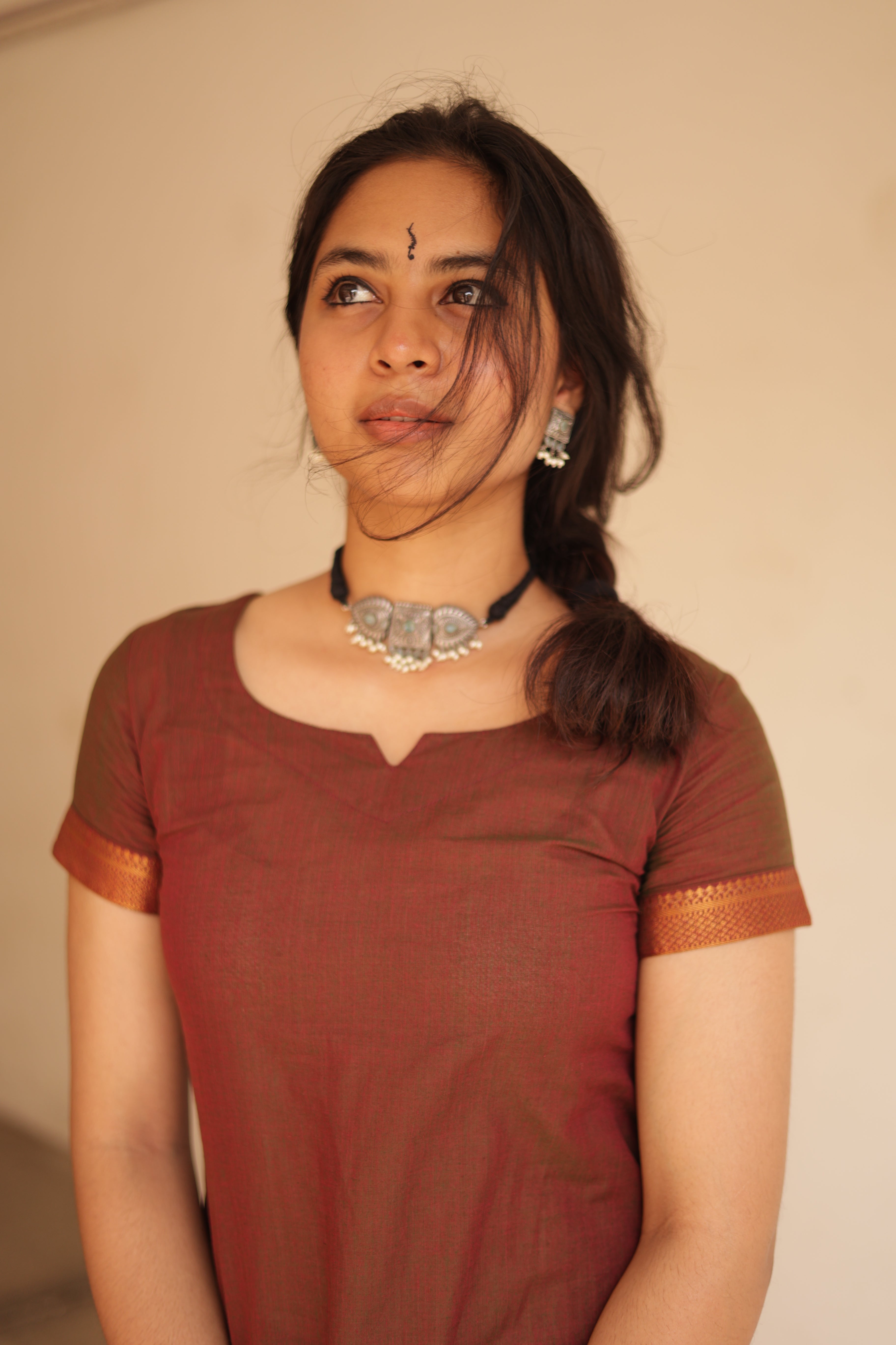 Kaakha Kaakha Jyotika Brownish Maroon 3/4th Sleeve