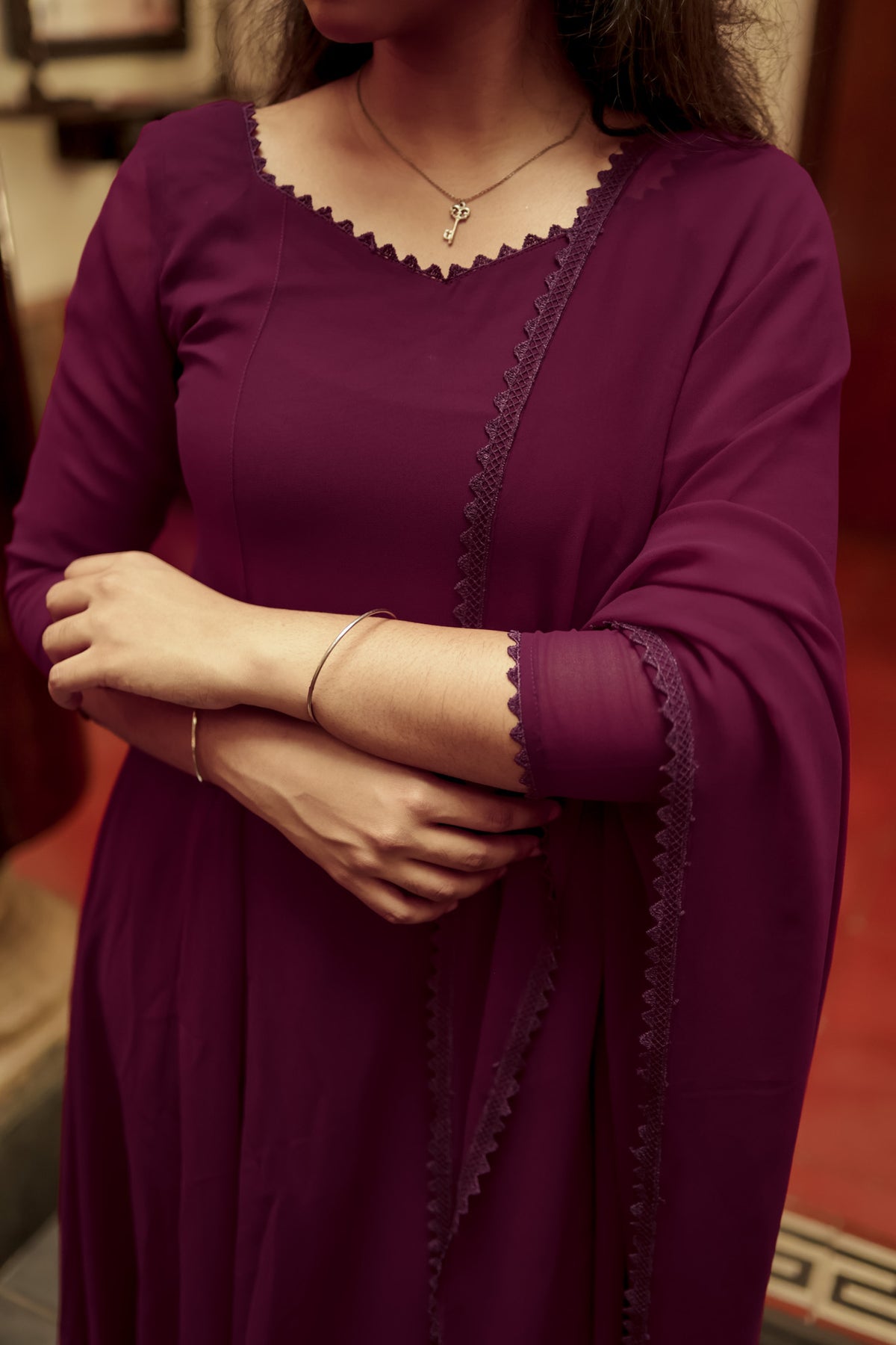 Om Shanti Oshanna Plum (Kurti+Dupatta)
