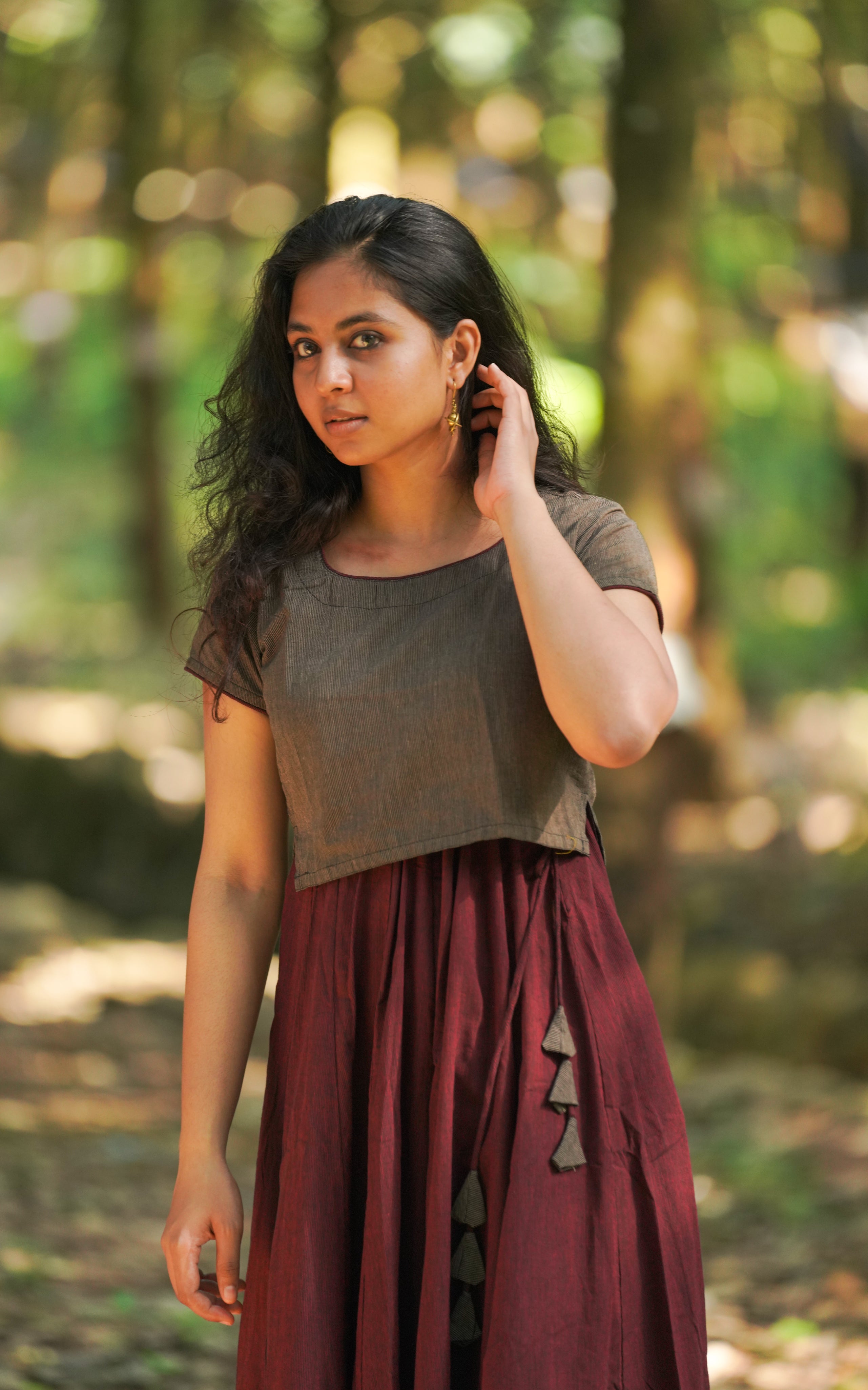earth-tone traditional skirt set Raavanan style