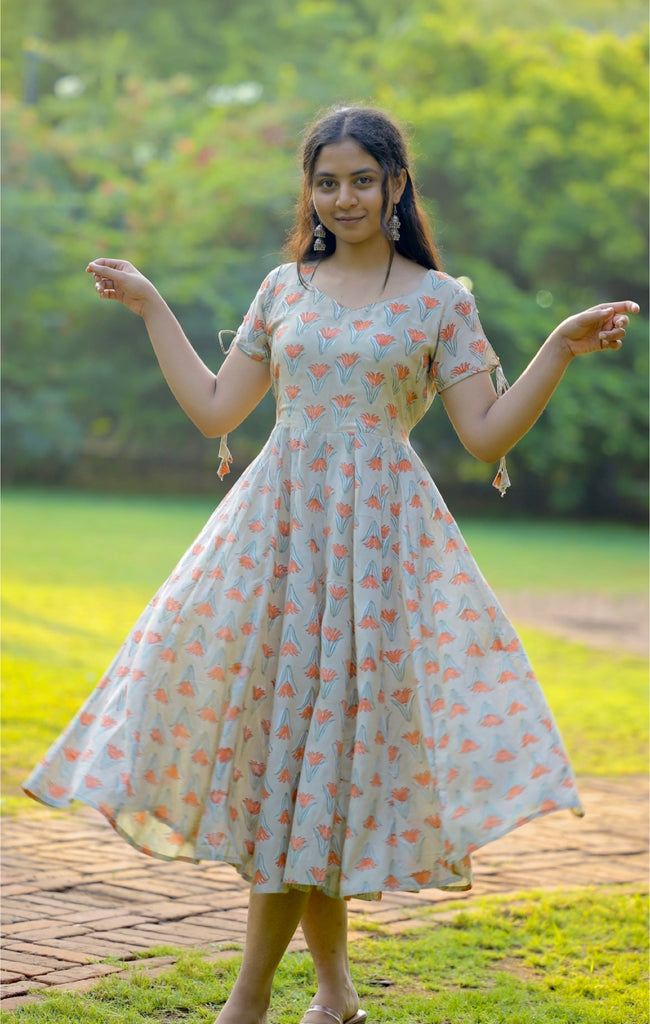 Ladies Sanganeri Printed Long Casual Wear Dress at Best Price in Jaipur   Star Product