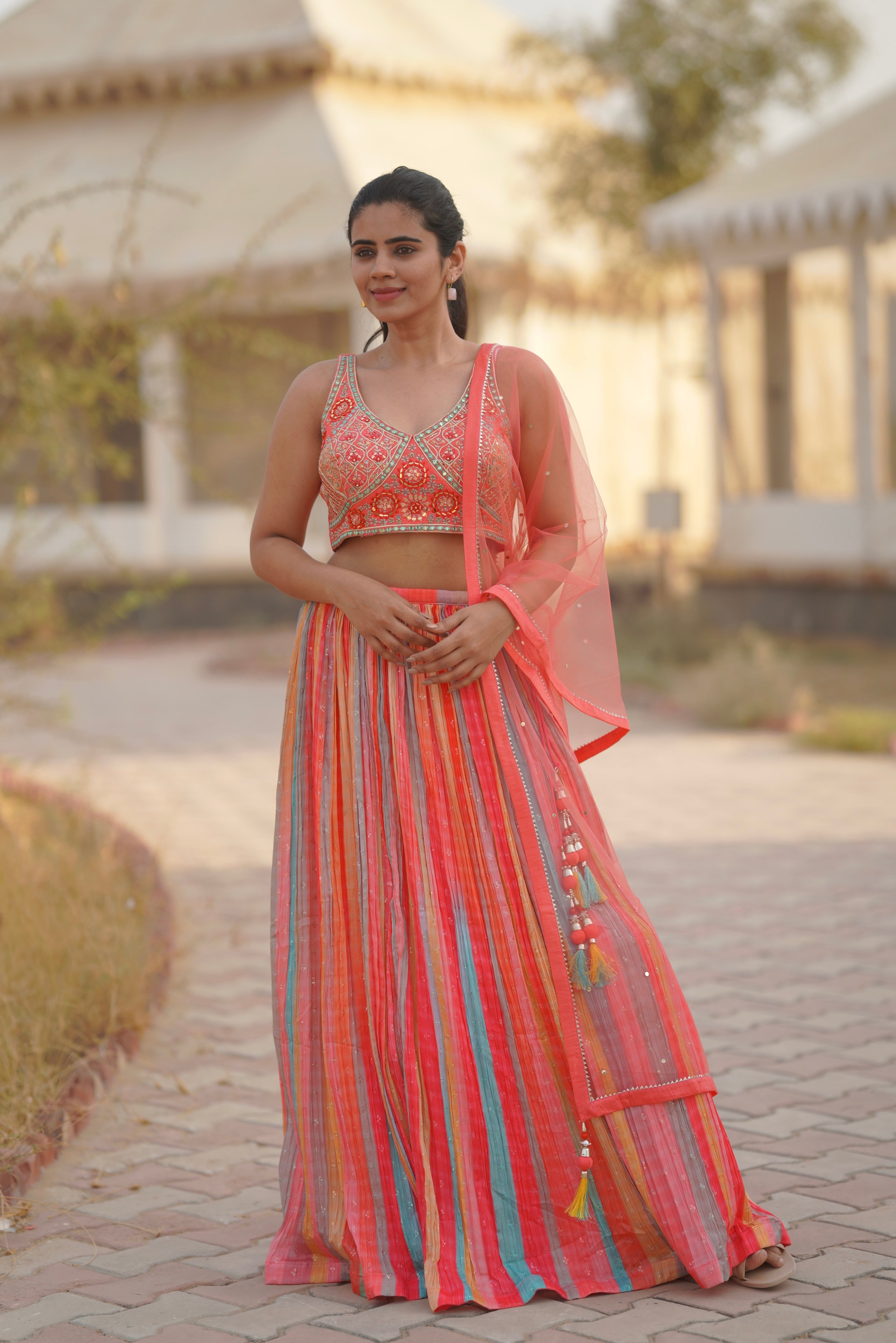 Nidharshana (Top+Skirt+Dupatta) (Discount Price)